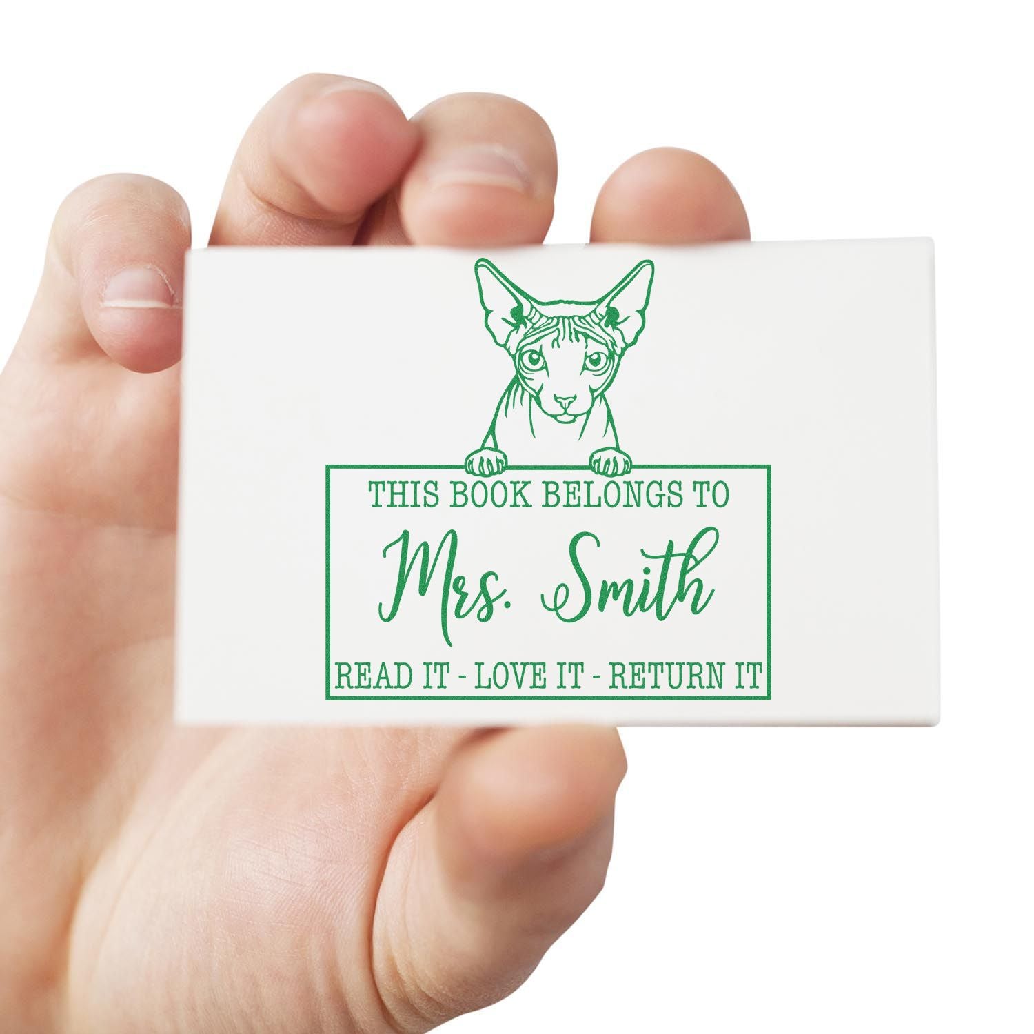 Don Sphynx Custom Made Cat-Themed Read It Love It Return It Stamp - Engineer Seal Stamps