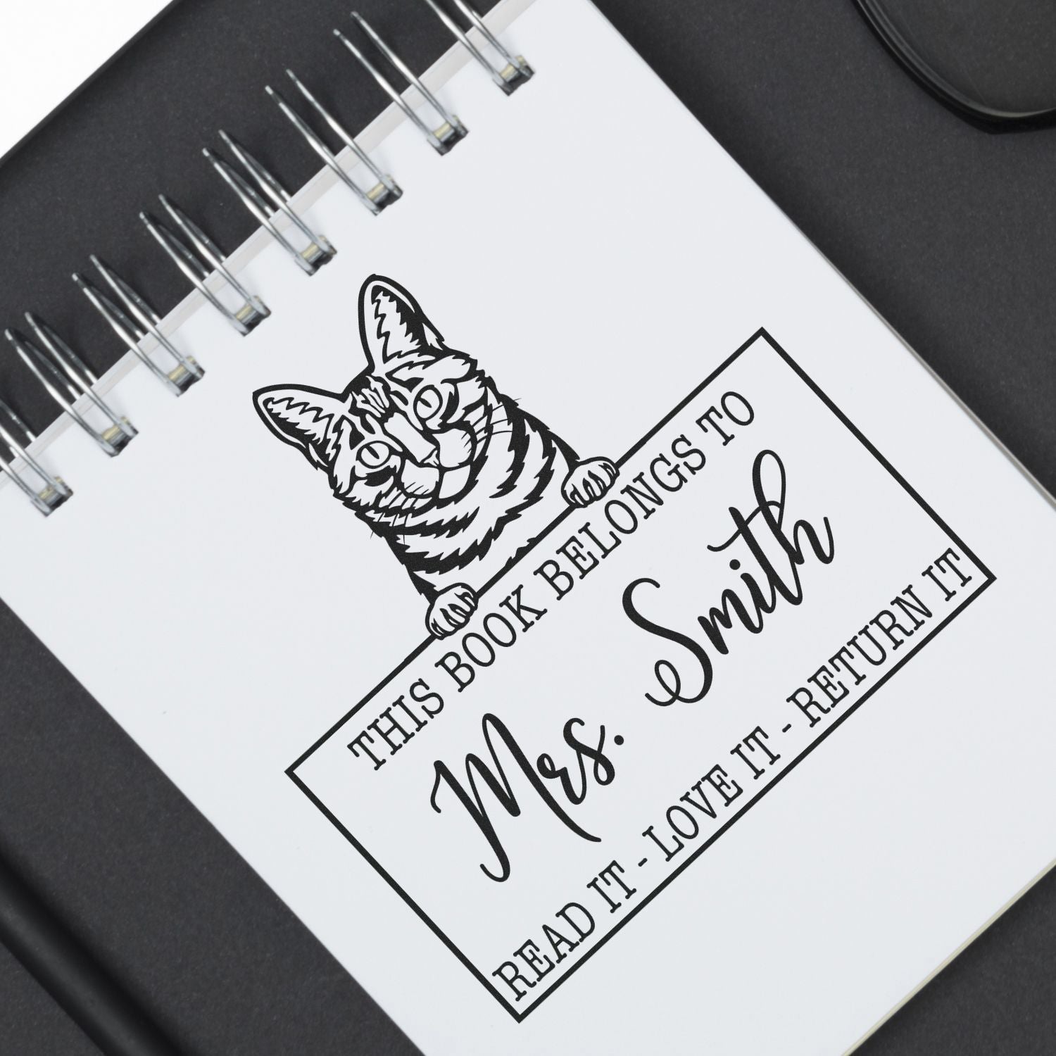 Dragon Li Custom Made Cat-Themed This Book Belongs To Stamp - Engineer Seal Stamps