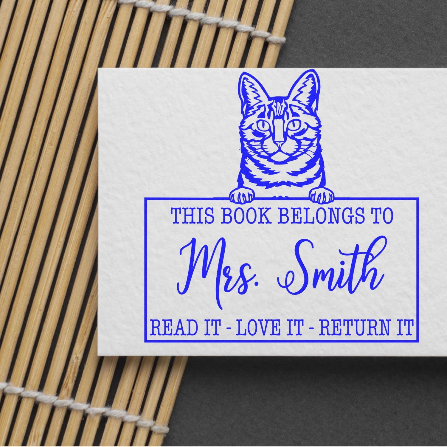 Custom Personal Book Return Stamp with Dragon Li Cat - Engineer Seal Stamps