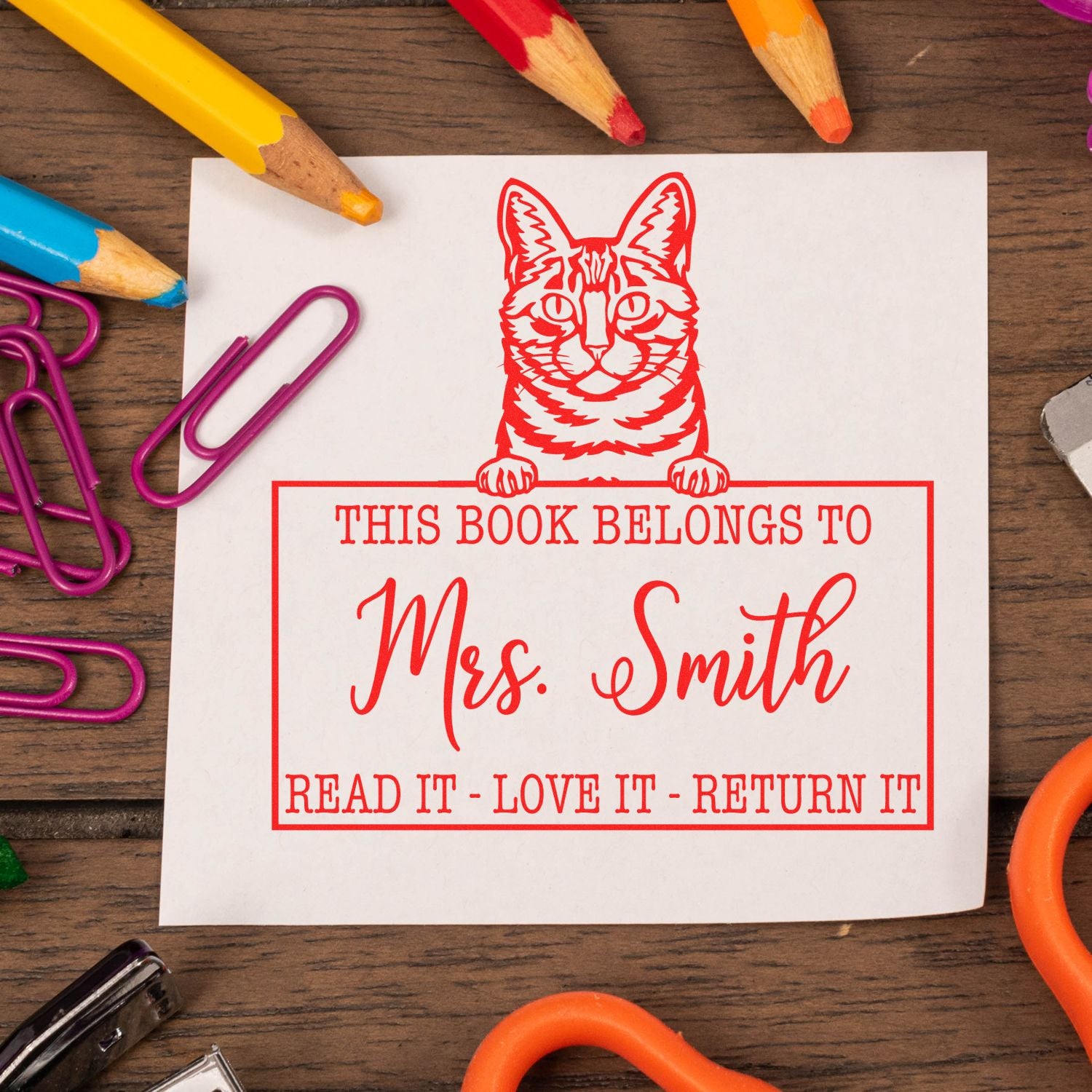 Dragon Li Customizable Cat Book Belongs Stamp
