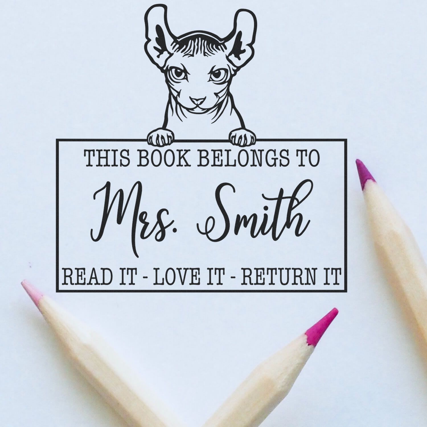 Dwelf Customizable Cat Book Stamp - Engineer Seal Stamps