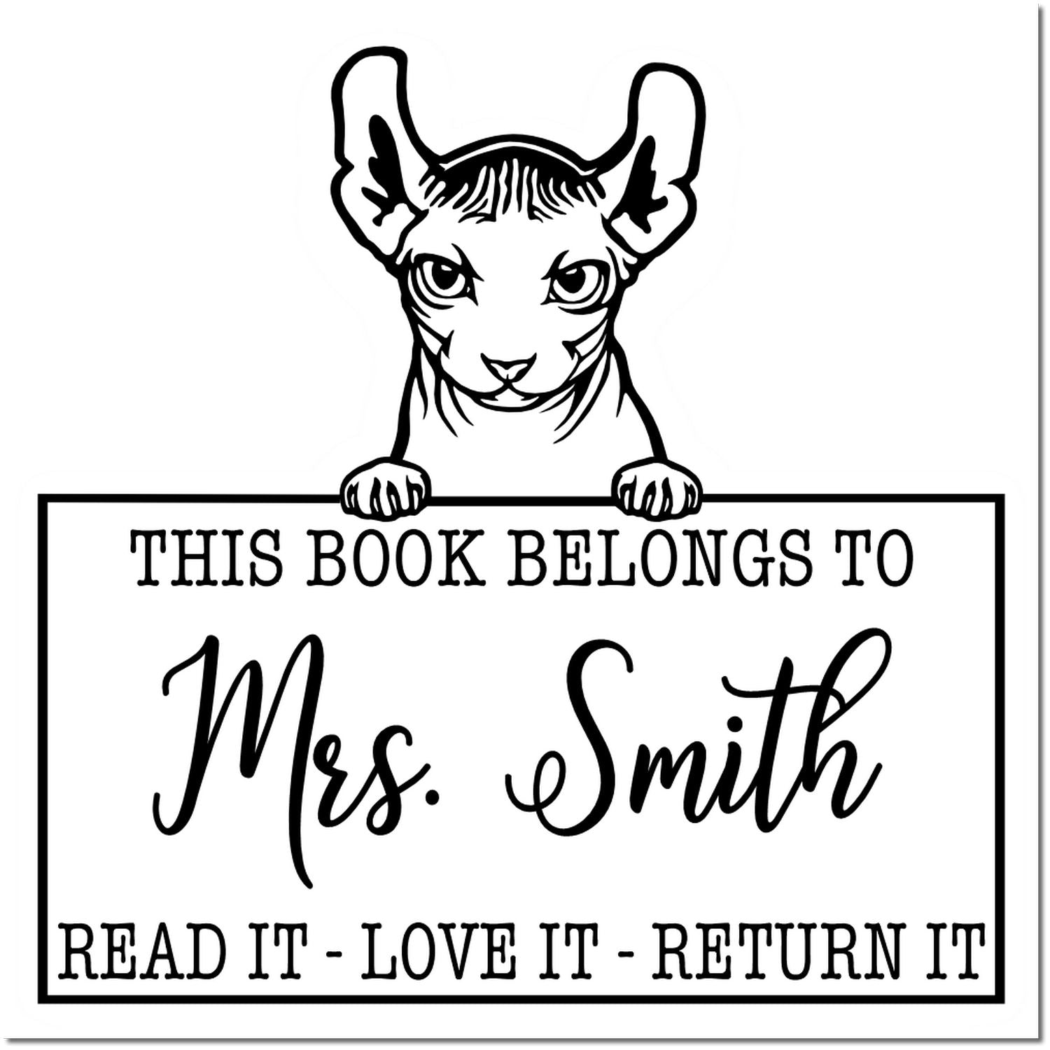 Dwelf Customizable Cat Book Stamp - Engineer Seal Stamps