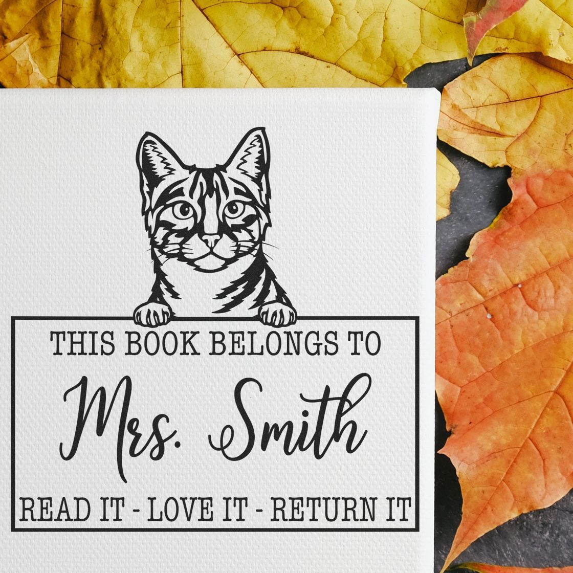 Egyptian Mau Customizable Cat Library Stamp - Engineer Seal Stamps