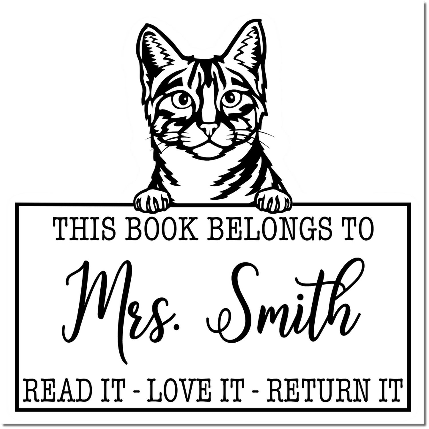 Egyptian Mau Custom Made Cat-Themed Book Stamp - Engineer Seal Stamps