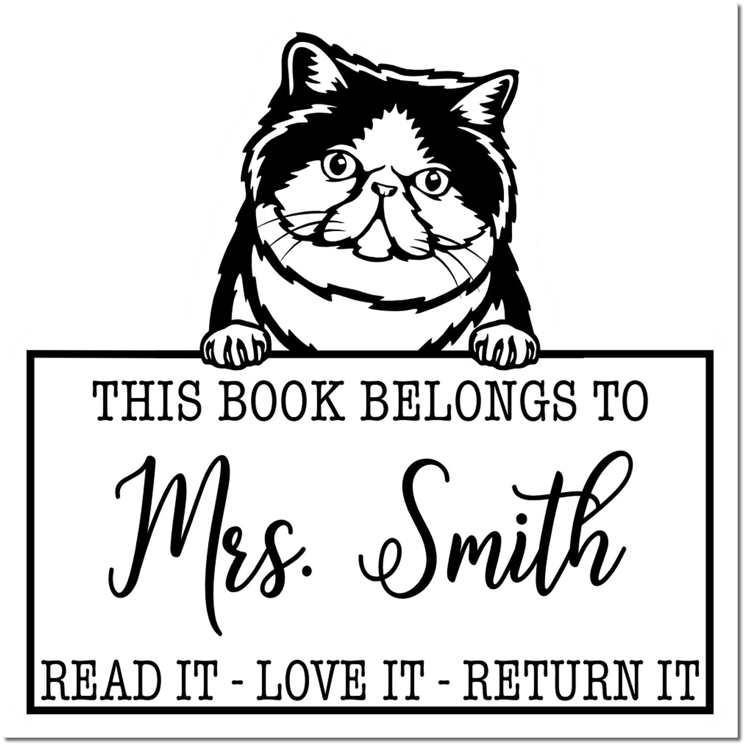 Exotic Shorthair Custom Made Cat-Themed Library Stamp - Engineer Seal Stamps