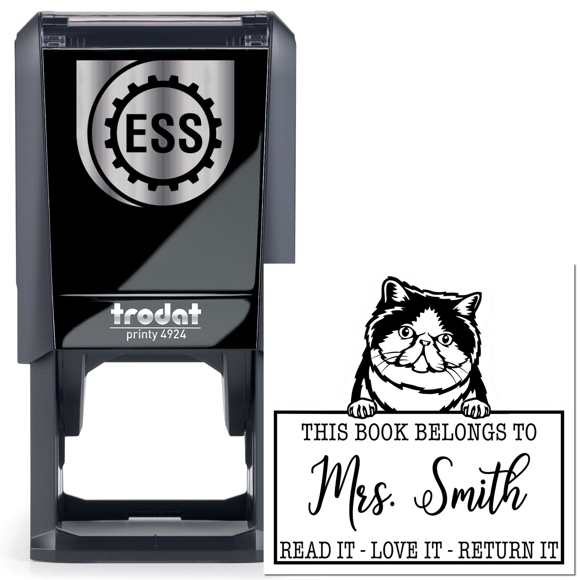 Exotic Shorthair Custom Made Cat-Themed Library Stamp - Engineer Seal Stamps
