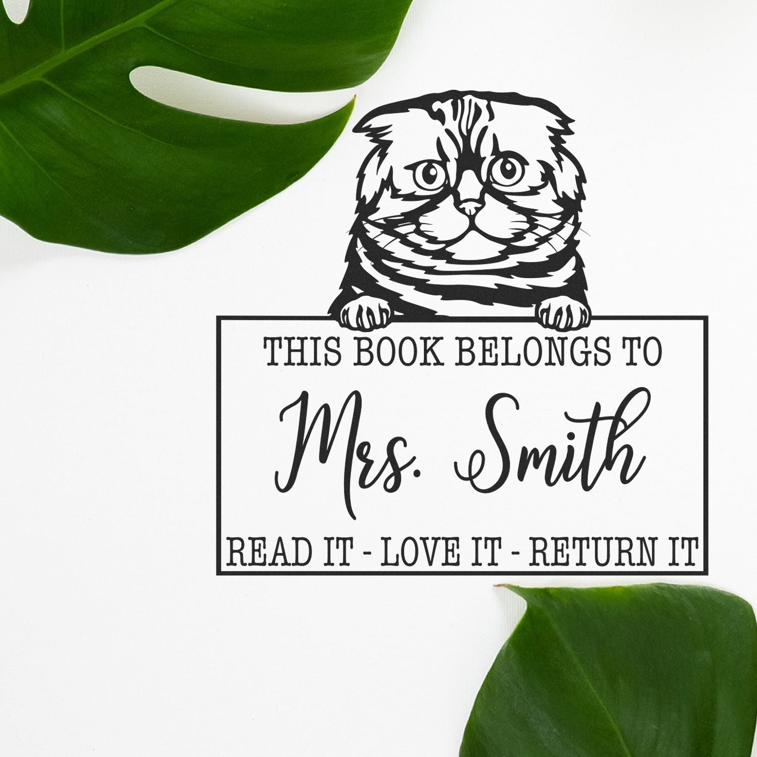 Foldex Custom Made Cat-Themed Love It Return It Stamp - Engineer Seal Stamps