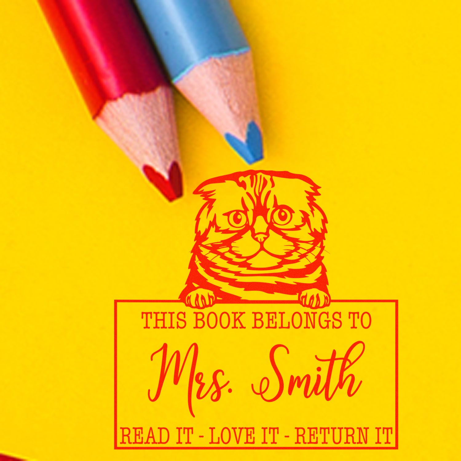 Foldex Custom Made Cat-Themed Love It Return It Stamp - Engineer Seal Stamps