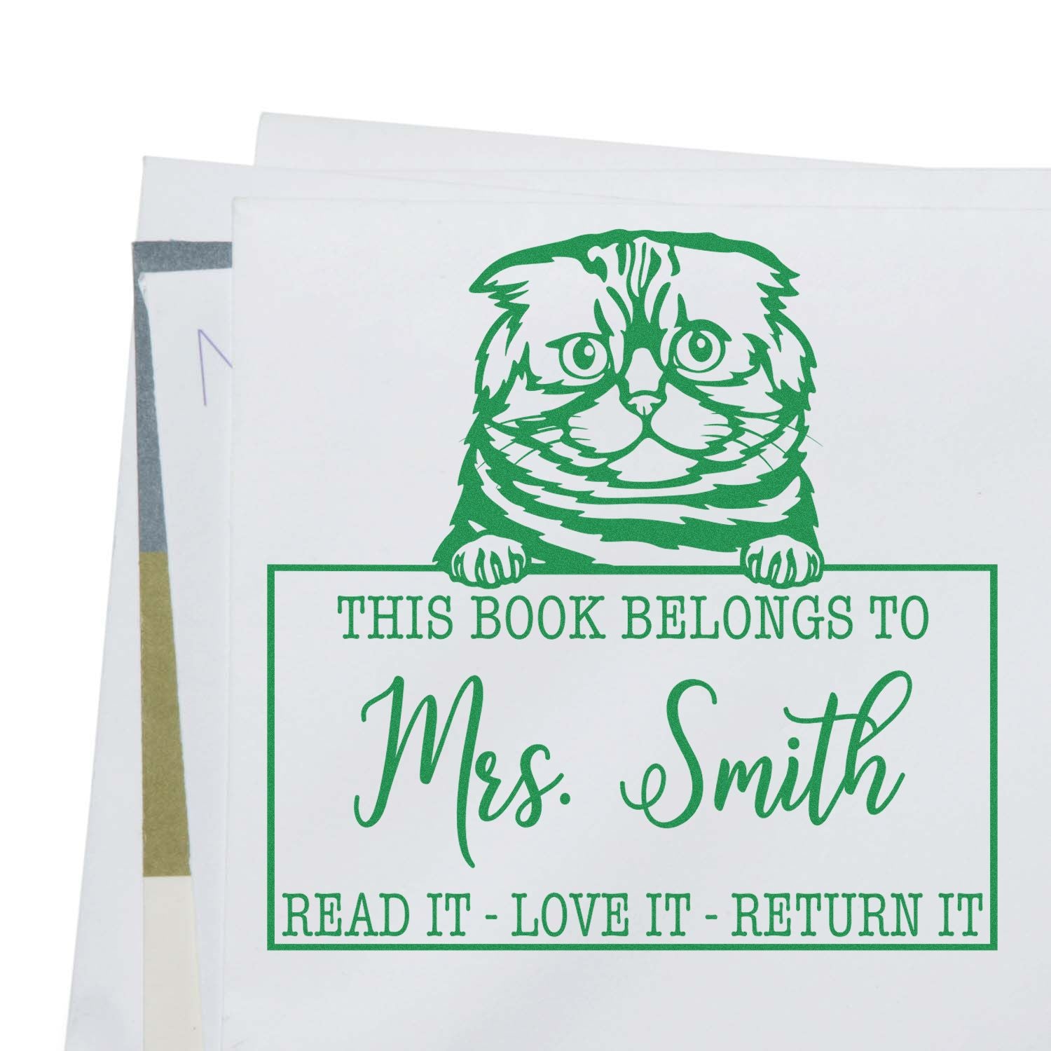 Foldex Custom Made Cat-Themed Love It Return It Stamp - Engineer Seal Stamps