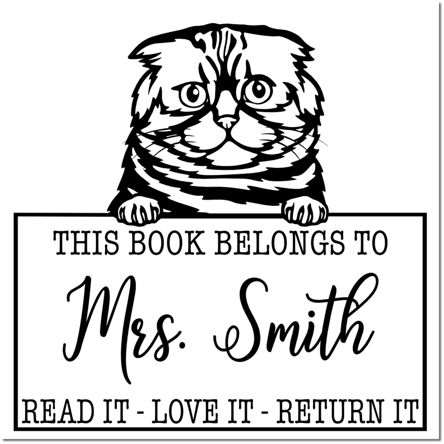 Foldex Custom Made Cat-Themed Love It Return It Stamp - Engineer Seal Stamps