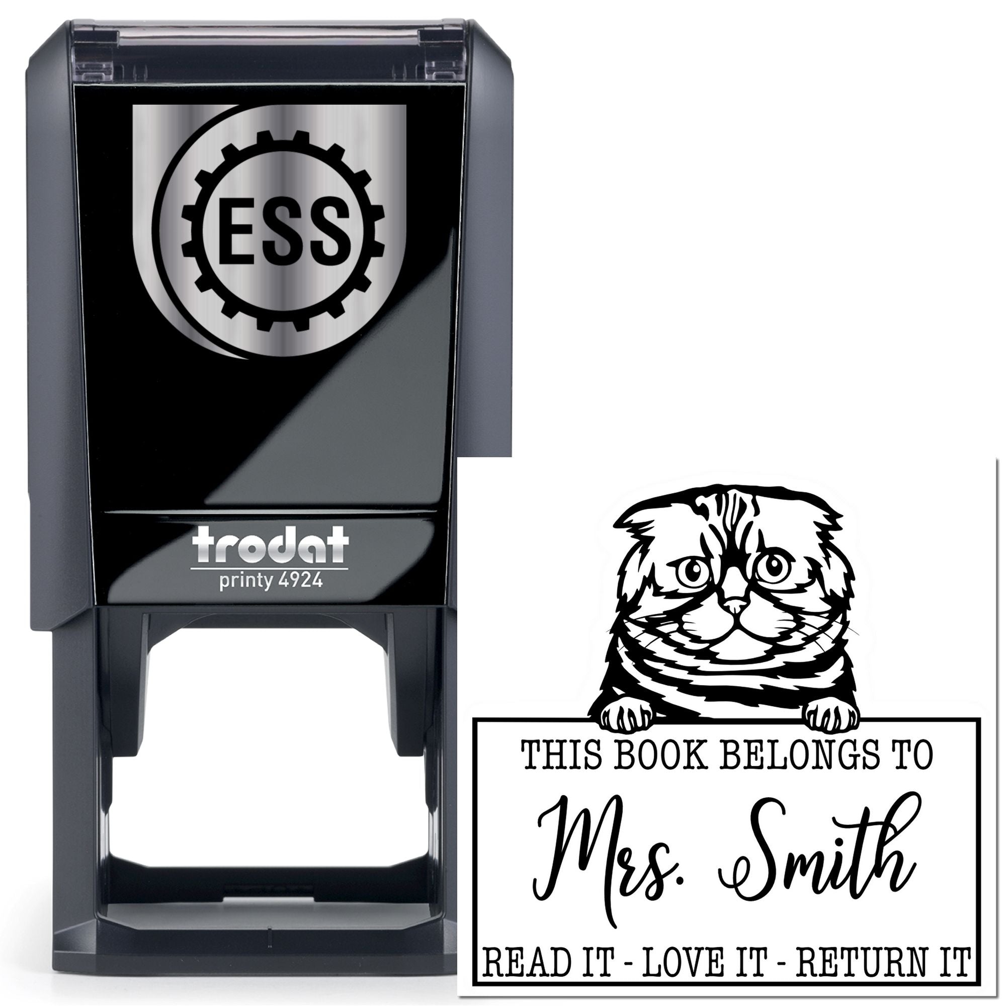 Foldex Custom Made Cat-Themed Love It Return It Stamp - Engineer Seal Stamps