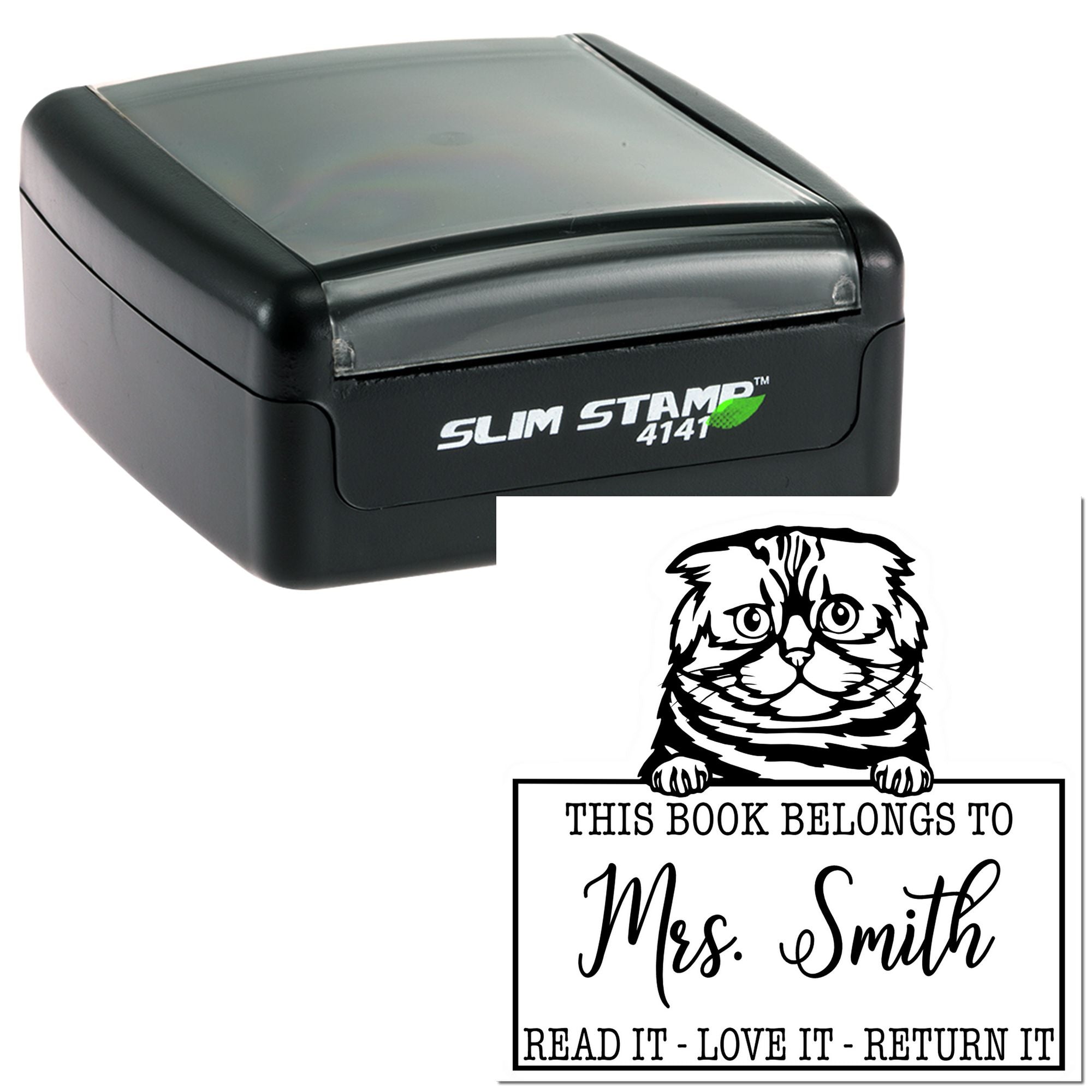 Custom Keep It, Love It, Return It Stamp with Foldex Cat - Engineer Seal Stamps