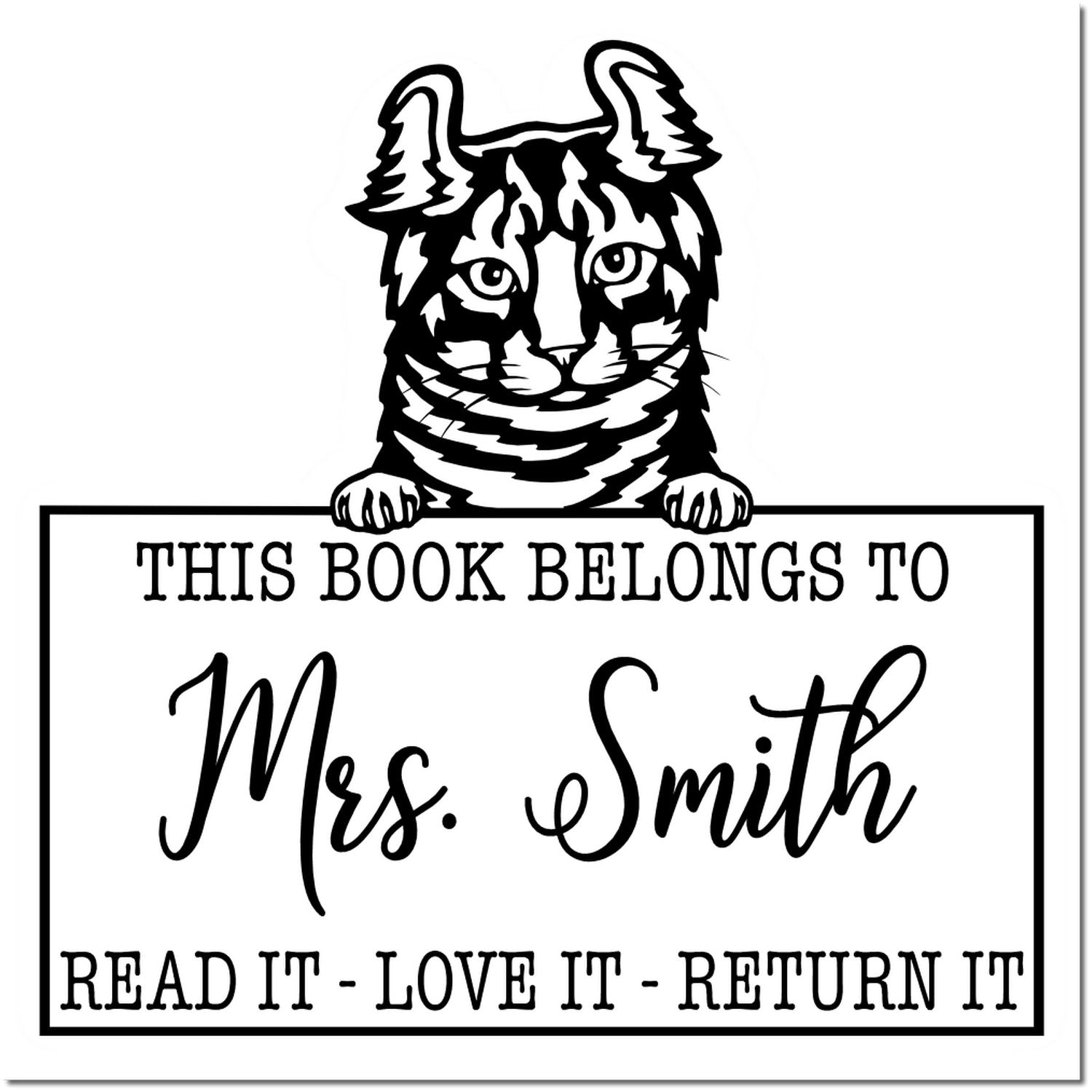 Highlander Personalizable Cat Book Stamp - Engineer Seal Stamps