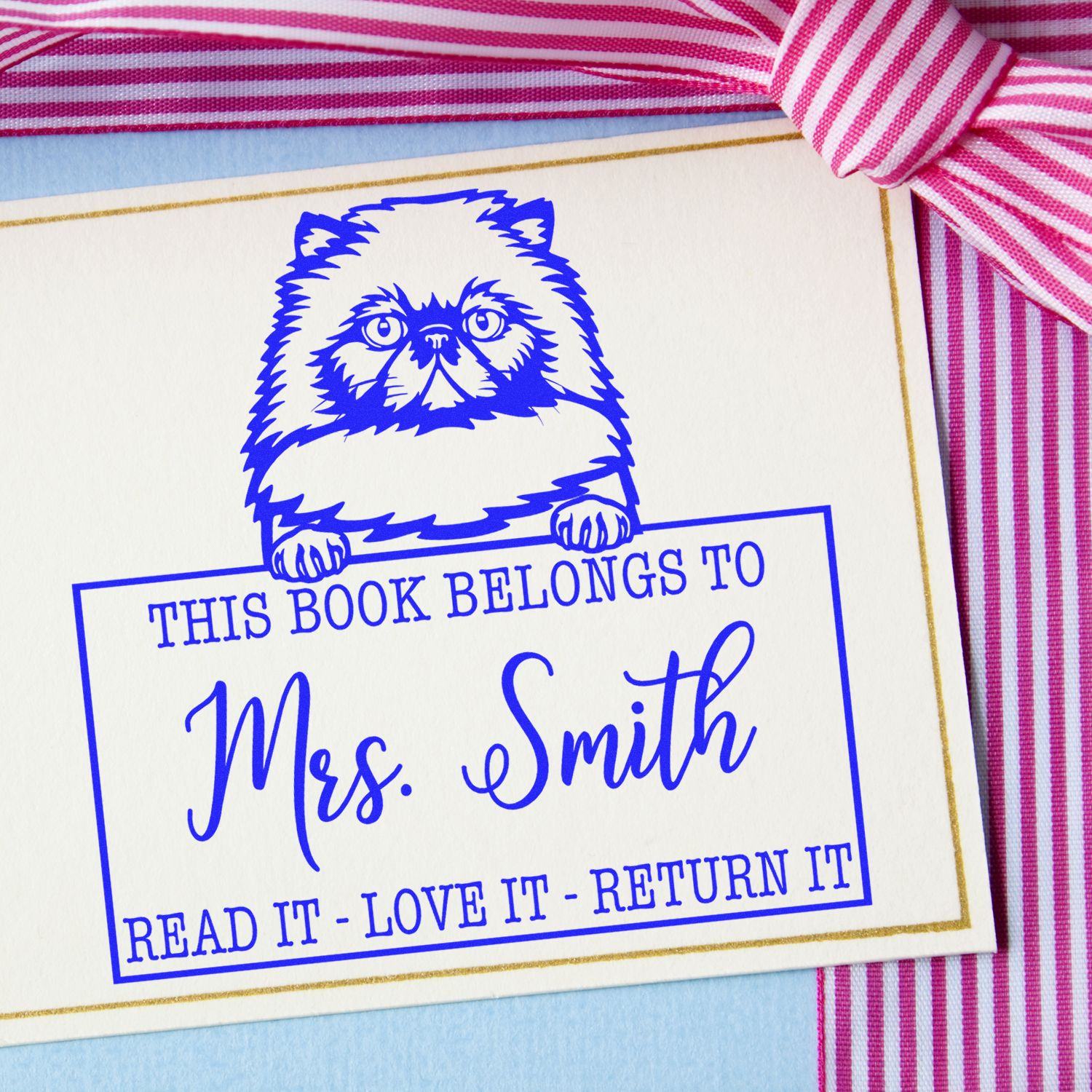 Custom Love It And Return It Stamp with Himalayan Cat - Engineer Seal Stamps