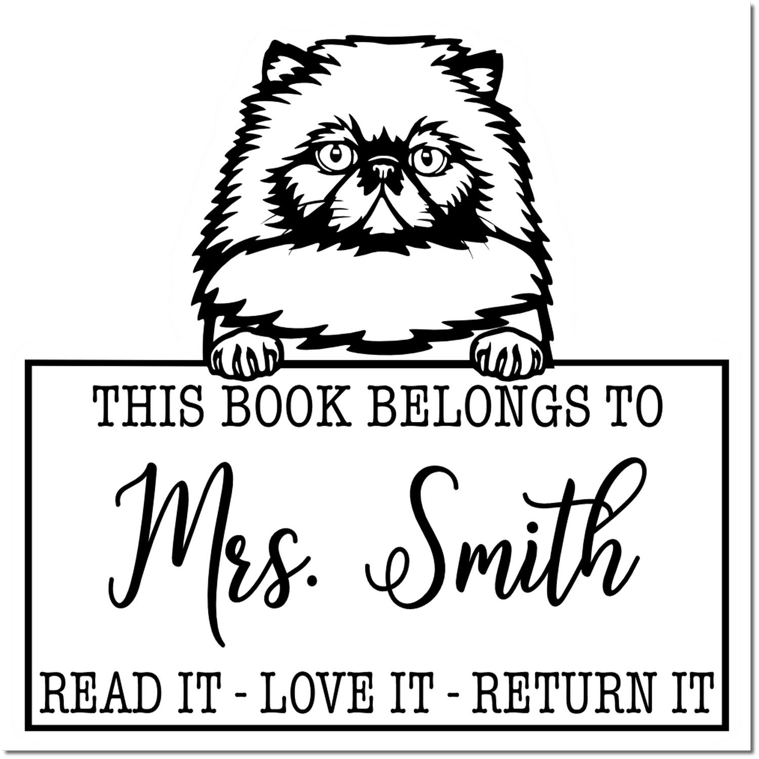 Himalayan Personalizable Cat Bookplate? Stamp - Engineer Seal Stamps