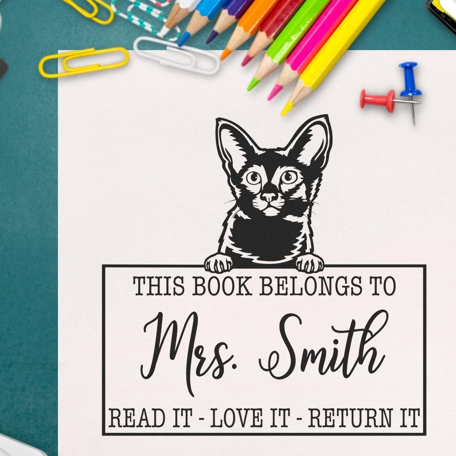 Javanese Cat Custom Teacher Supply Stamp - Engineer Seal Stamps