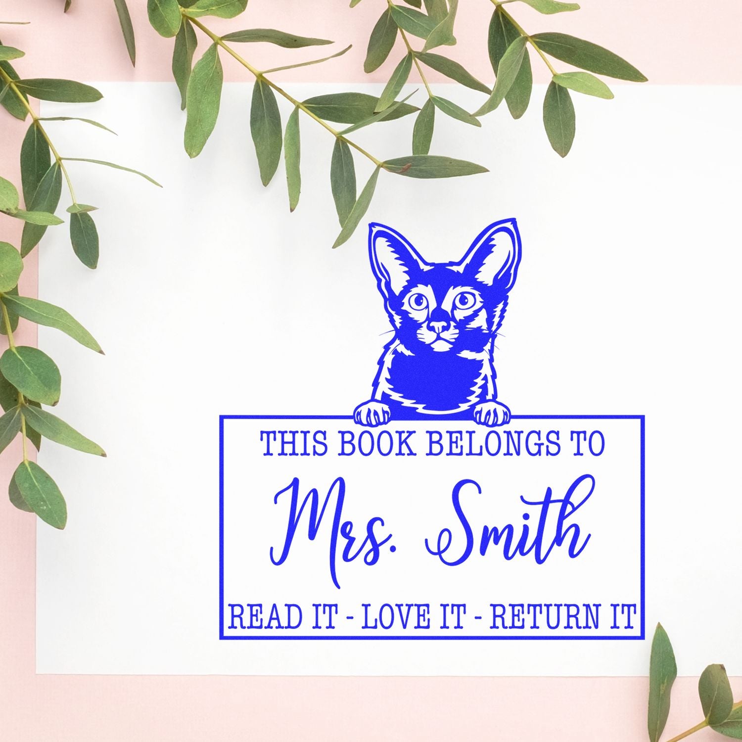 Javanese Personalizable Cat Read It Return It Stamp - Engineer Seal Stamps