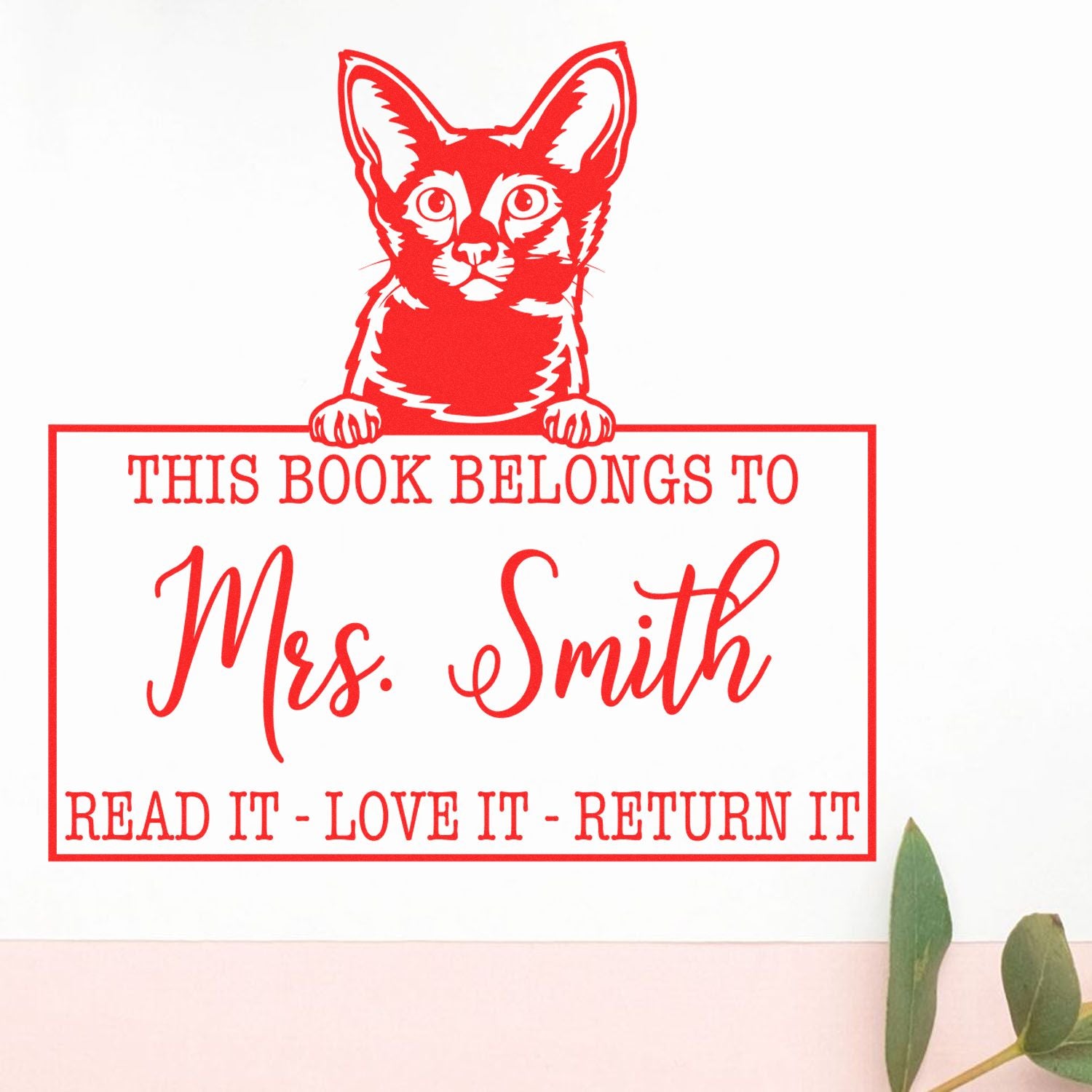 Javanese Customizable Cat-Themed Book Stamp - Engineer Seal Stamps