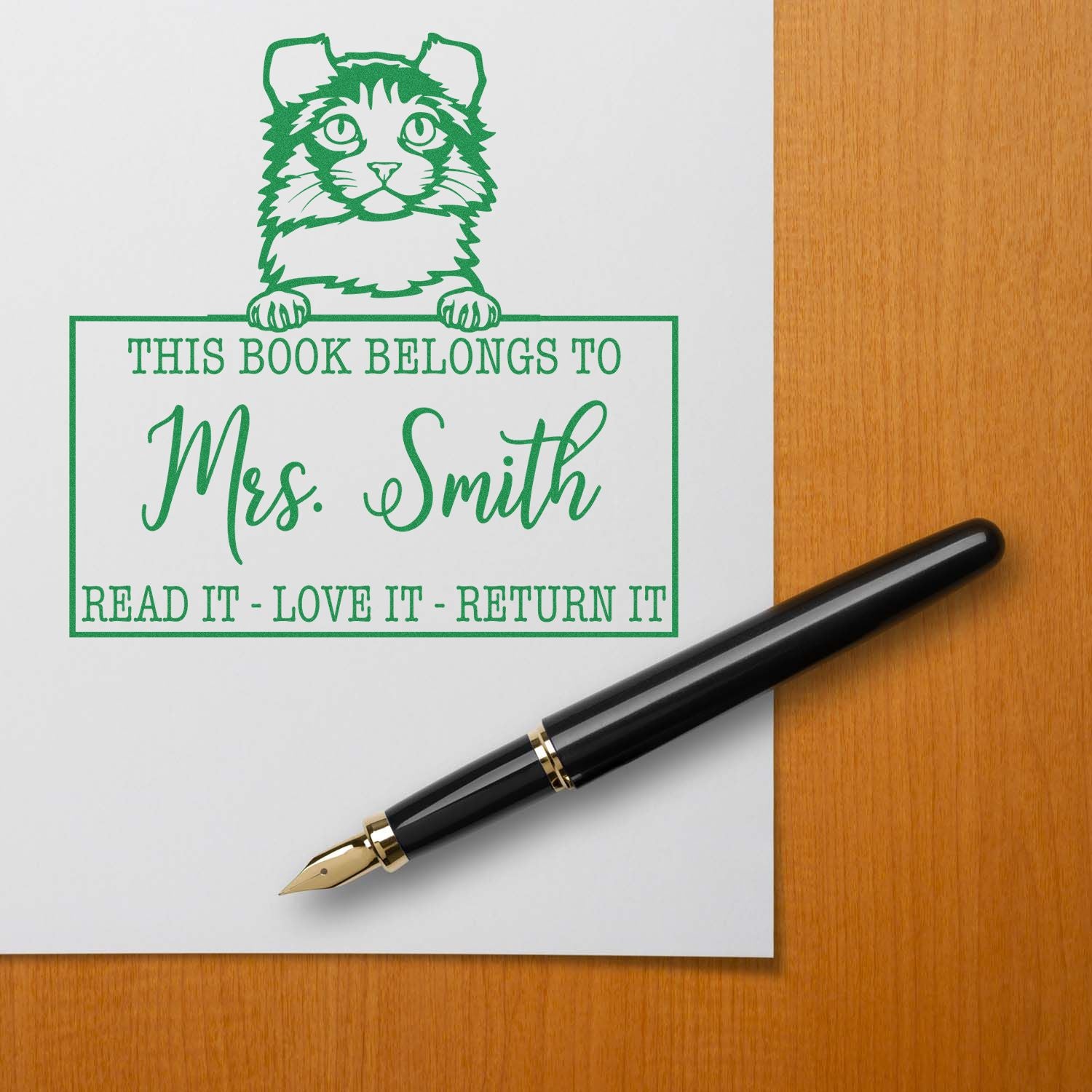 Kinkalow Customizable Cat-Themed Bookplate? Stamp - Engineer Seal Stamps