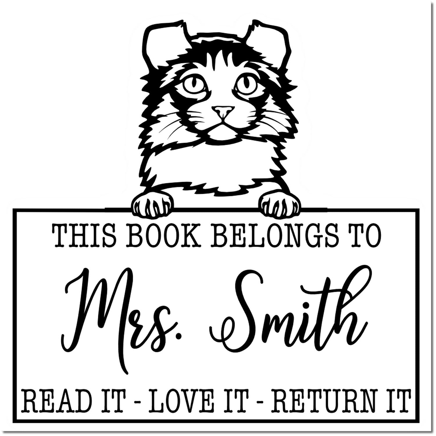 Kinkalow Customizable Cat-Themed Bookplate? Stamp - Engineer Seal Stamps