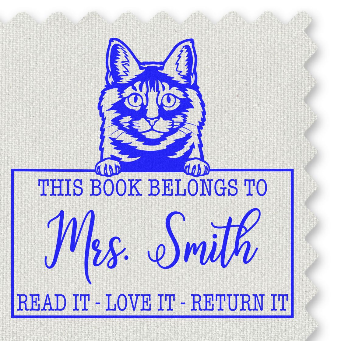 Custom Personal Book Stamp with Kurilian Bobtail Cat - Engineer Seal Stamps