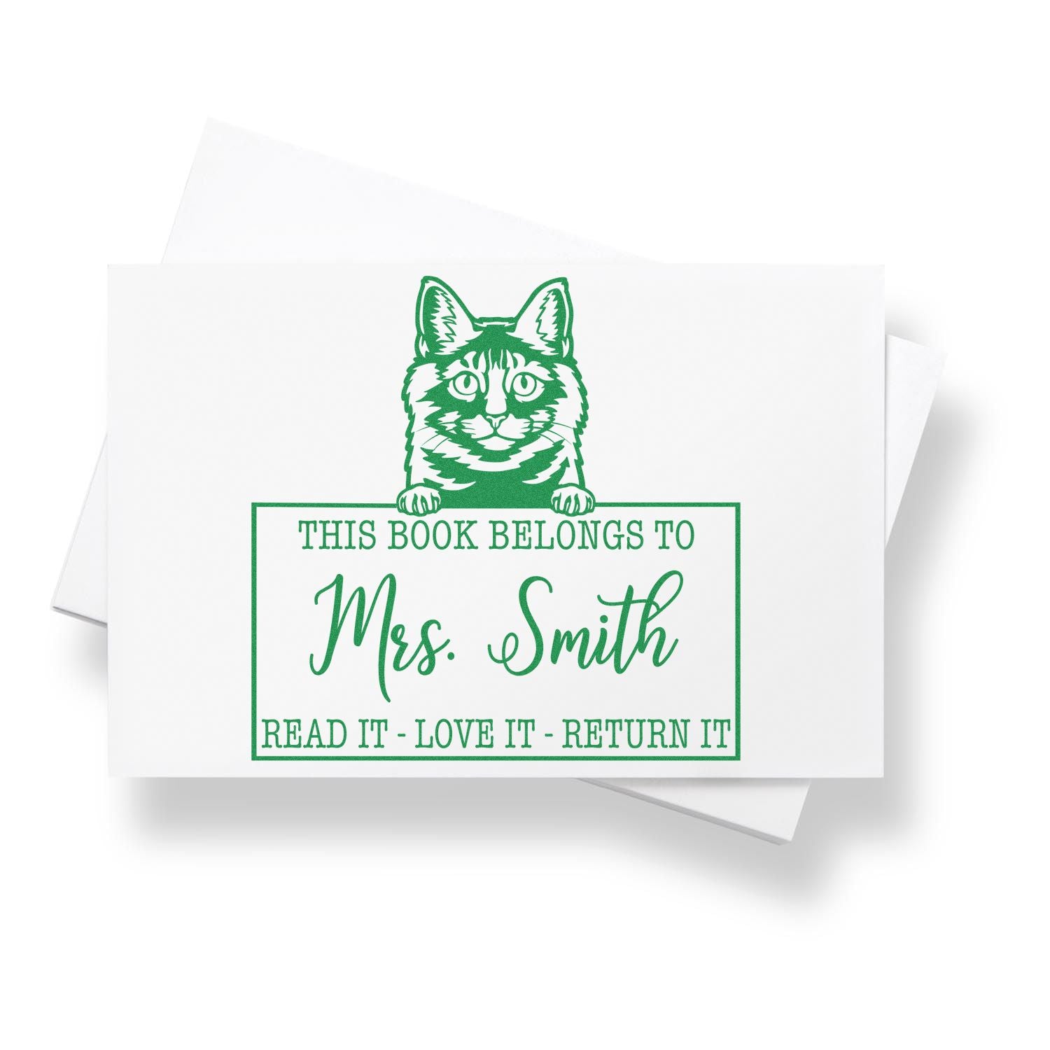 Kurilian Bobtail Customizable Cat-Themed Read It Return It Stamp - Engineer Seal Stamps