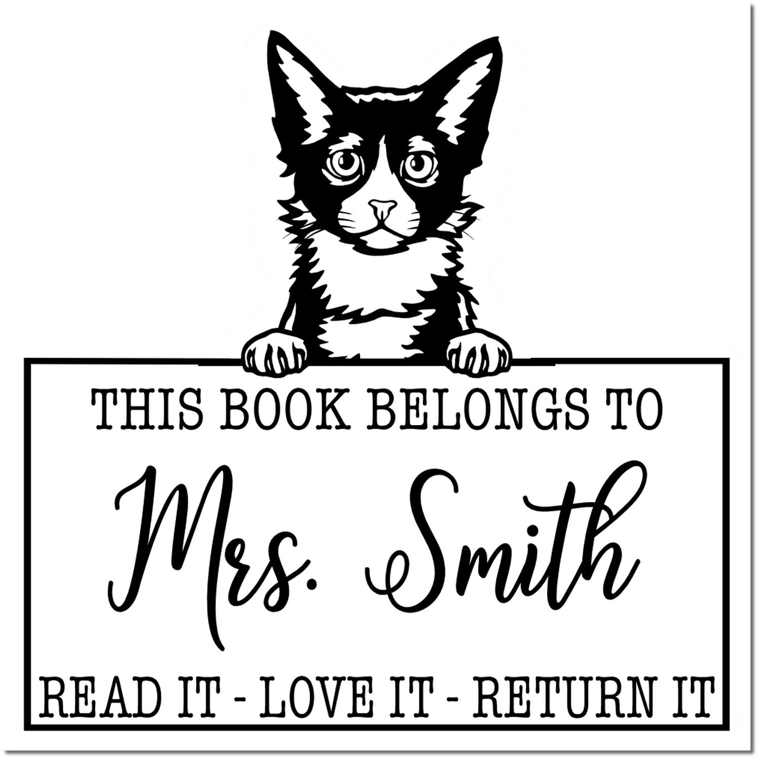 Laperm Customizable Cat-Themed Read It Love It Return It Stamp - Engineer Seal Stamps