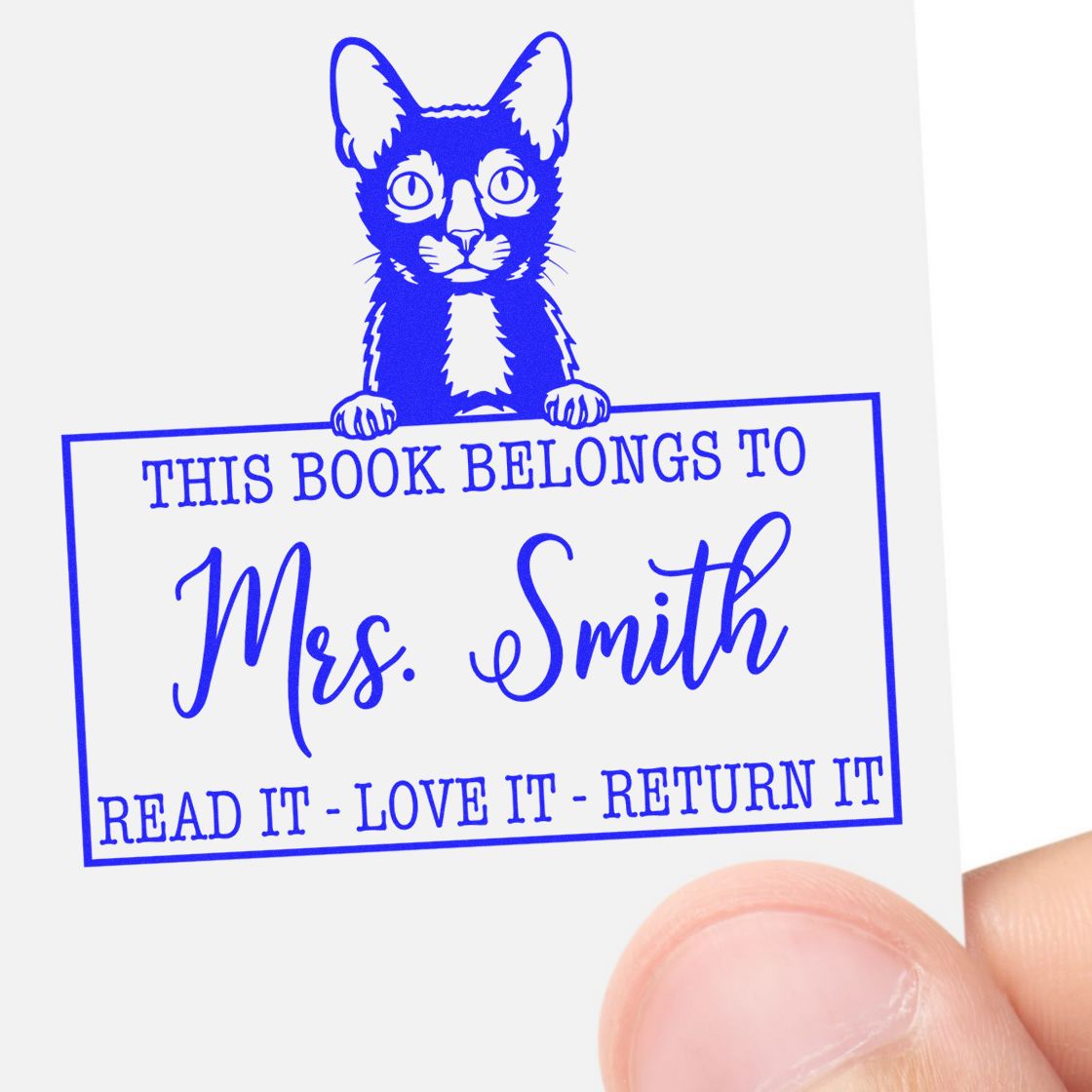 Custom Library Organization Stamp with Lykoi Cat - Engineer Seal Stamps