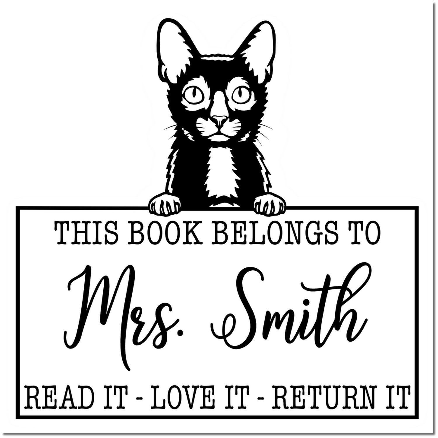 Lykoi Personalizable Cat Book Stamp - Engineer Seal Stamps