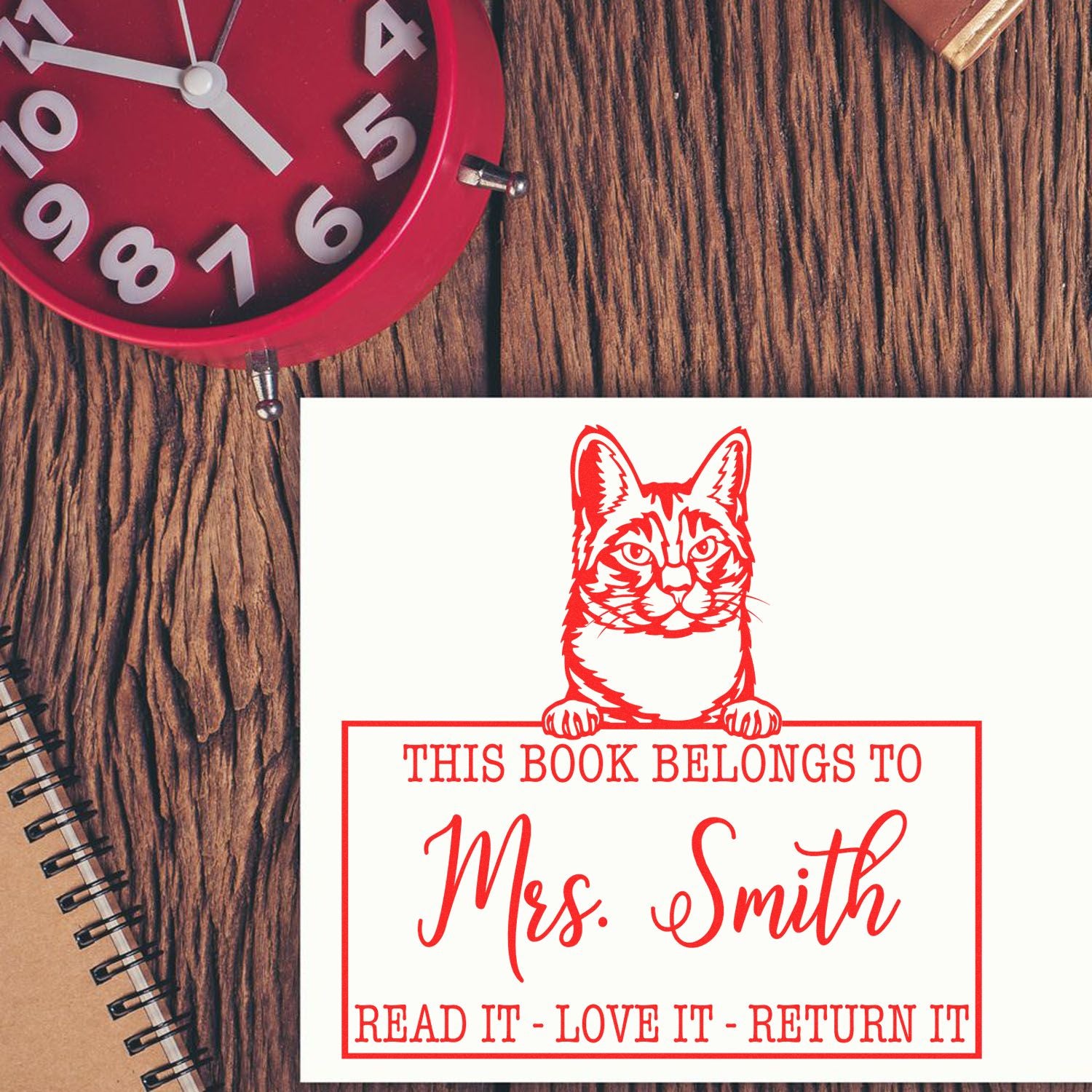 Manx Customizable Cat-Themed Book Stamp - Engineer Seal Stamps