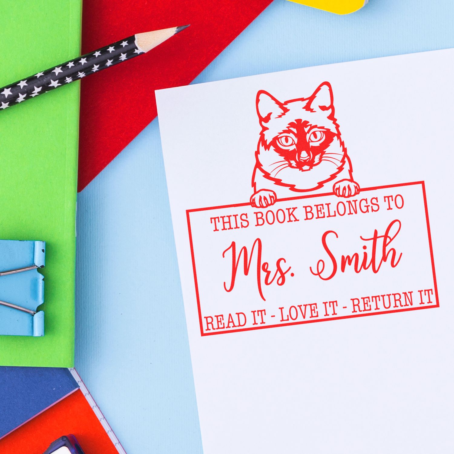 Mekong Bobtail Cat Custom Classroom Gift Stamp - Engineer Seal Stamps