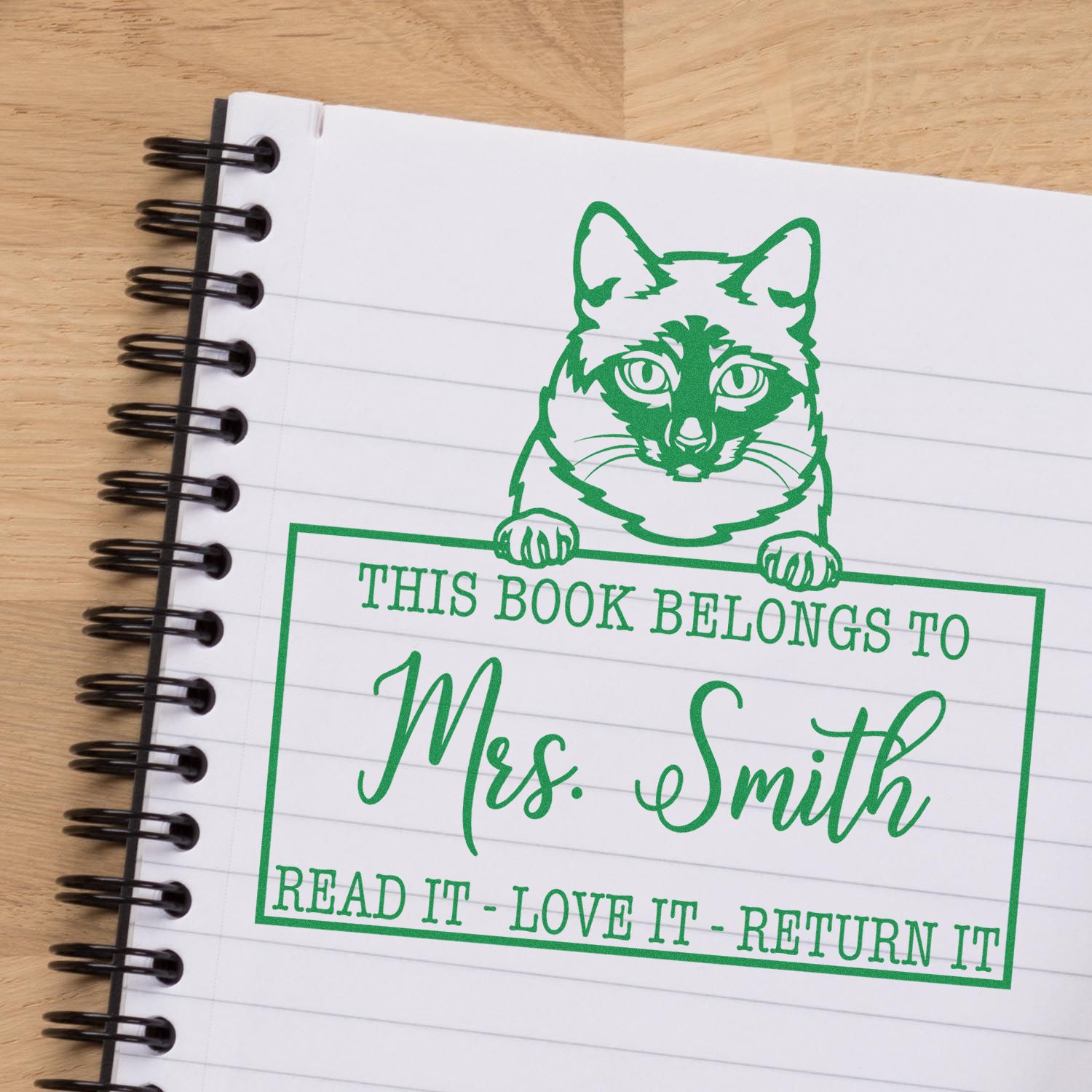 Mekong Bobtail Customizable Cat-Themed Library Stamp - Engineer Seal Stamps