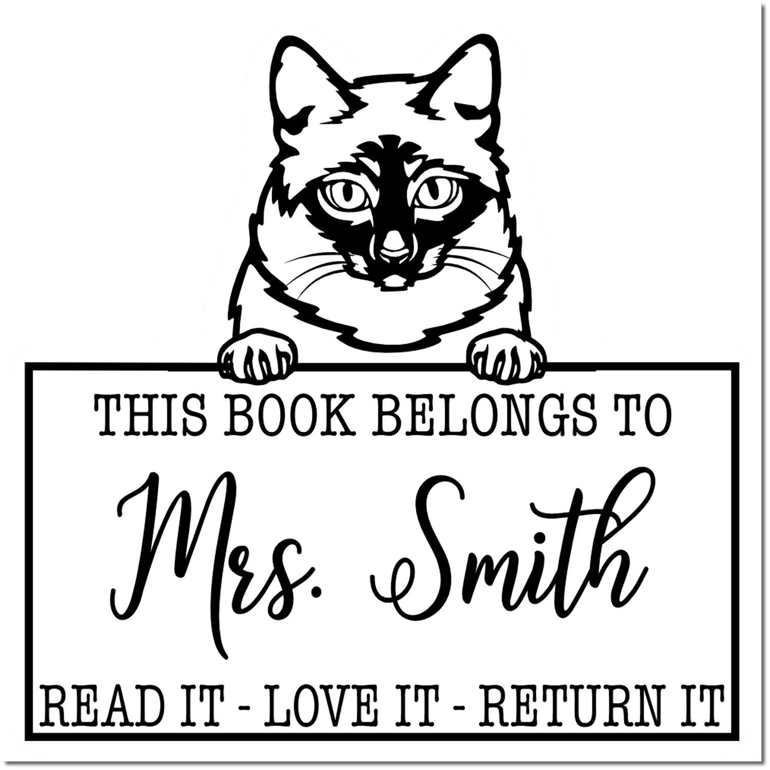 Mekong Bobtail Customizable Cat-Themed Library Stamp - Engineer Seal Stamps