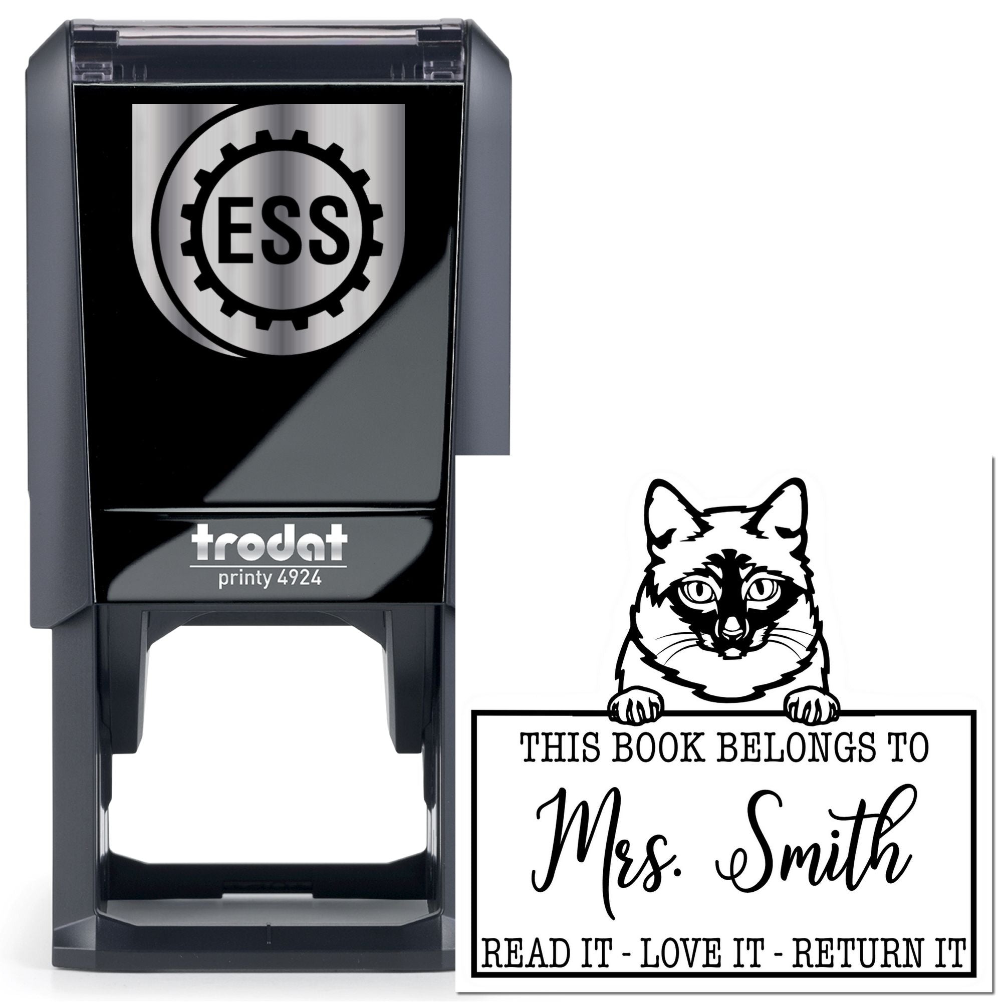 Mekong Bobtail Customizable Cat-Themed Library Stamp - Engineer Seal Stamps