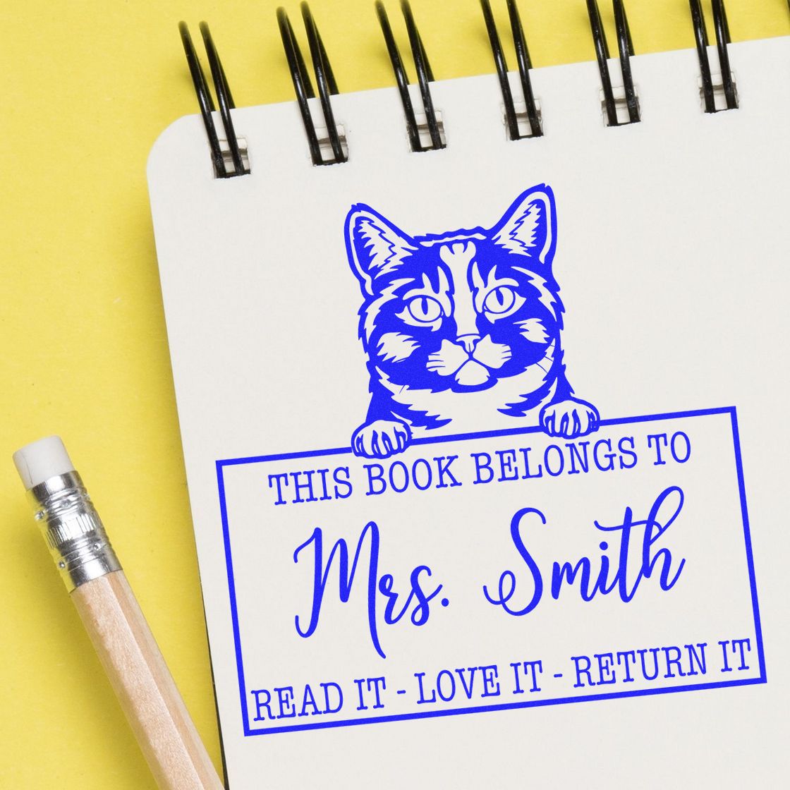 Custom For Shared Books Stamp with Munchkin Cat - Engineer Seal Stamps
