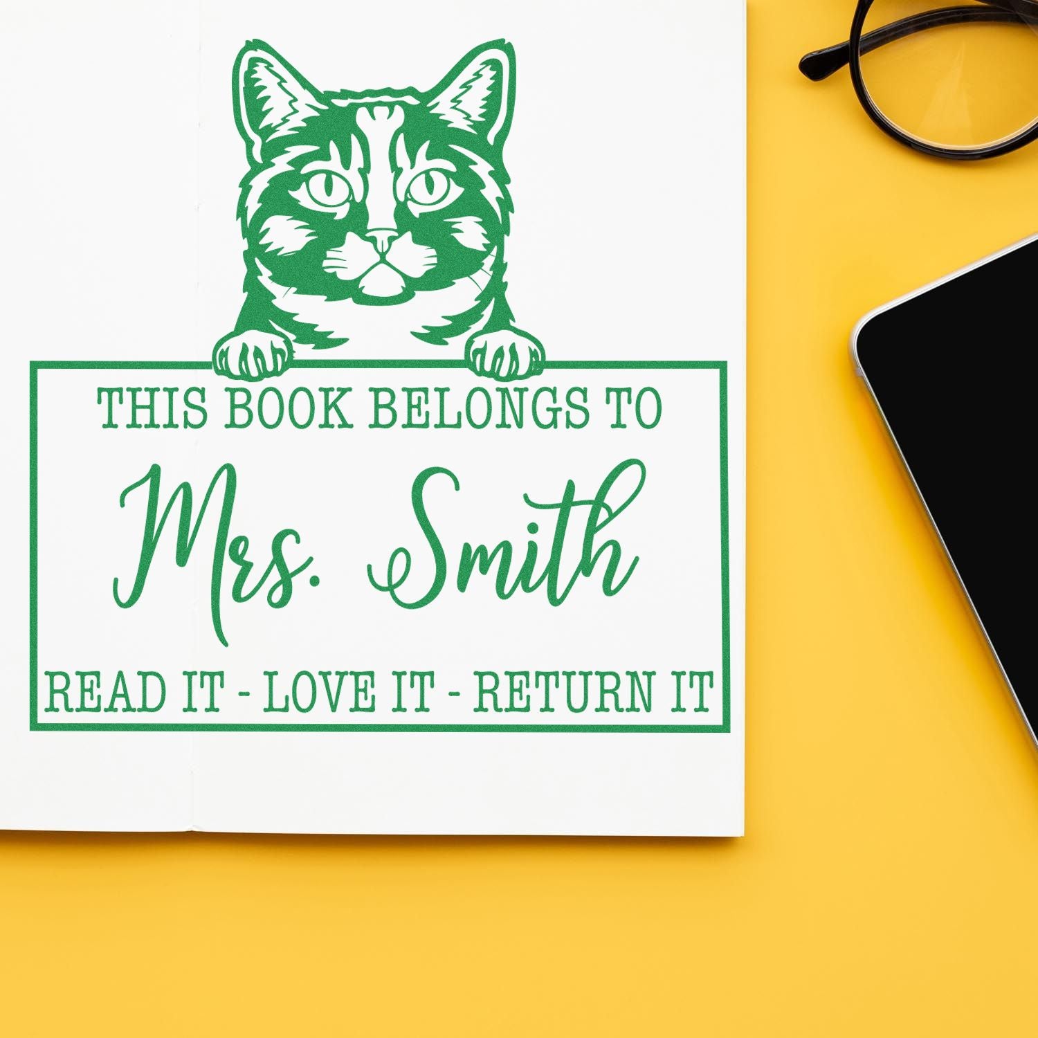 Munchkin Cat Custom Library Tool For Teachers Stamp - Engineer Seal Stamps