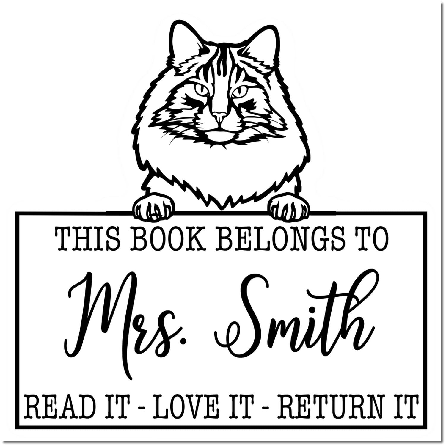 Norwegian Forest Cat Customizable Stamp - Engineer Seal Stamps