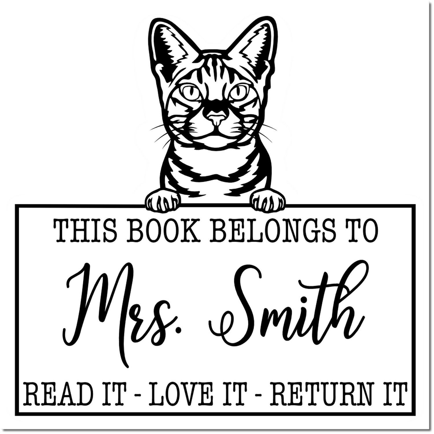 Ocicat Custom Cat Read It Love It Return It Stamp - Engineer Seal Stamps