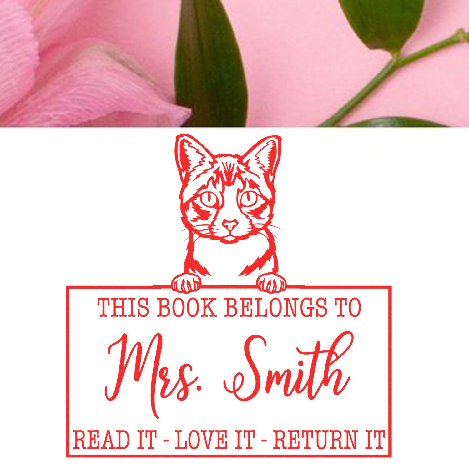 Ojos Azules Personalizable Cat-Themed Bookplate? Stamp - Engineer Seal Stamps