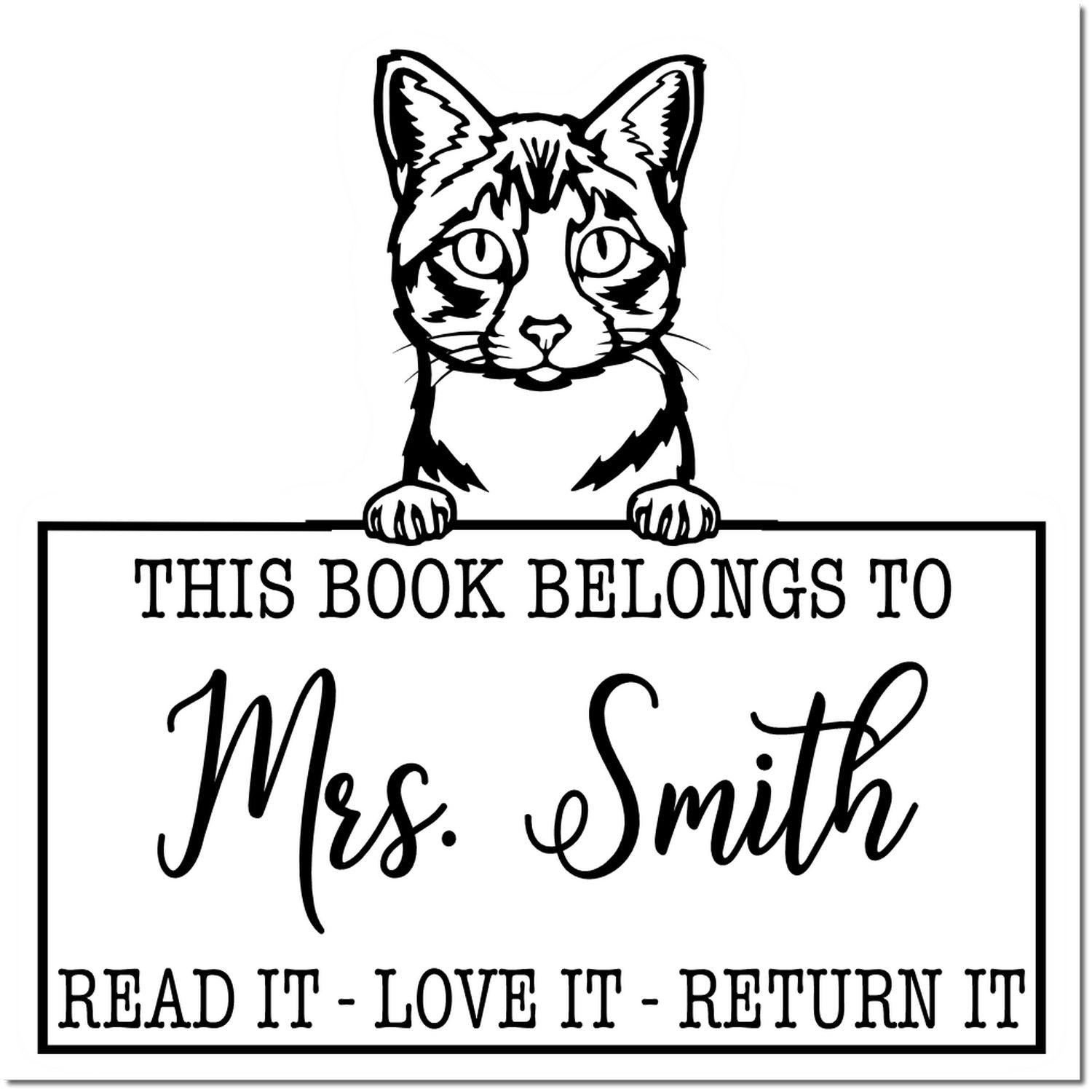 Ojos Azules Personalizable Cat-Themed Bookplate? Stamp - Engineer Seal Stamps
