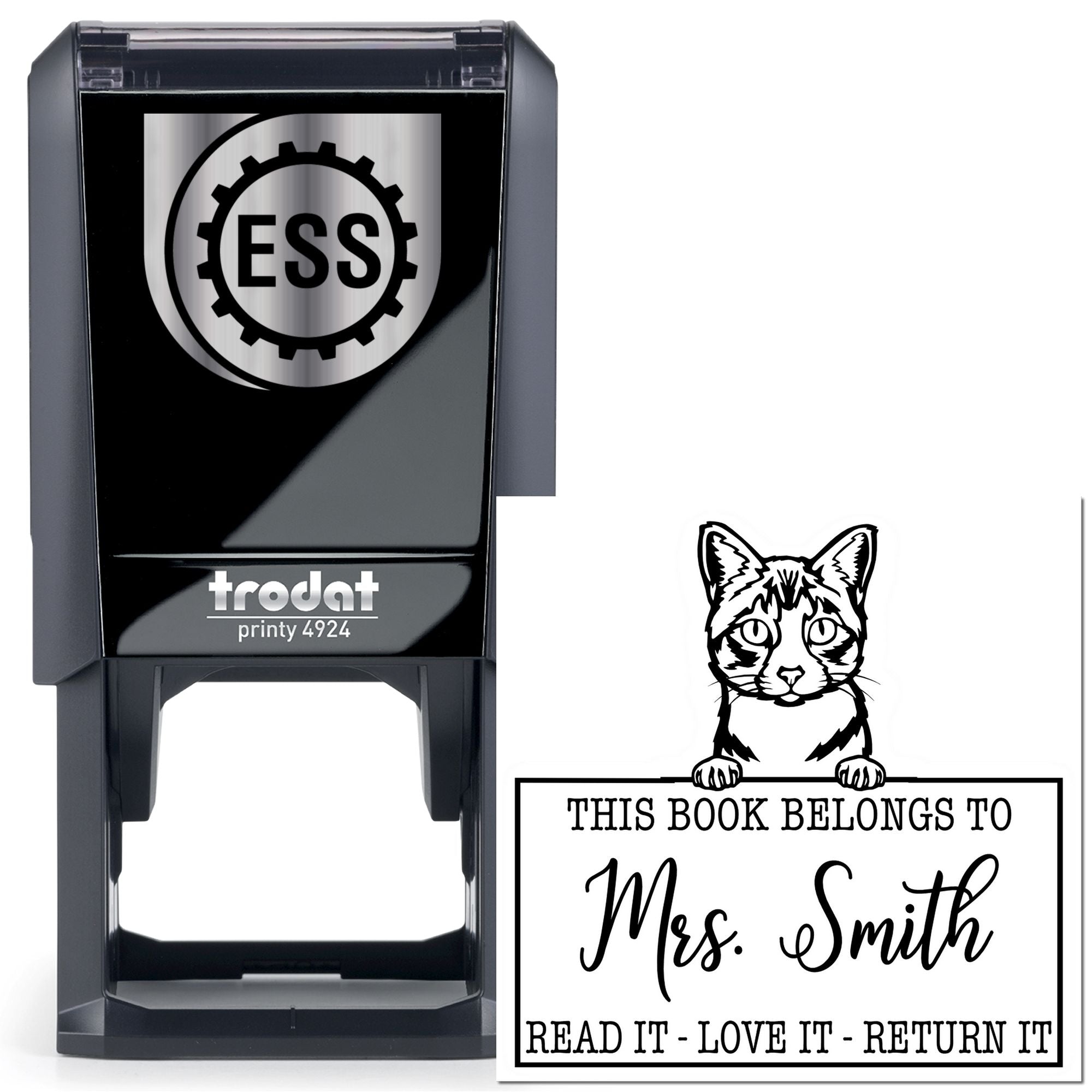 Ojos Azules Personalizable Cat-Themed Bookplate? Stamp - Engineer Seal Stamps