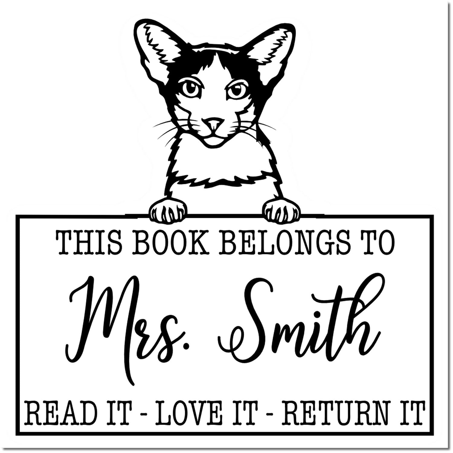 Oriental Bicolor Custom Cat Book Belongs Stamp - Engineer Seal Stamps