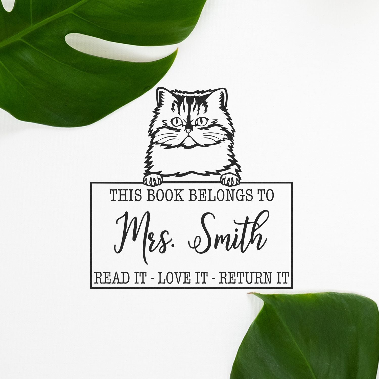 Persian Cat Custom Book Personalization Tool Stamp - Engineer Seal Stamps