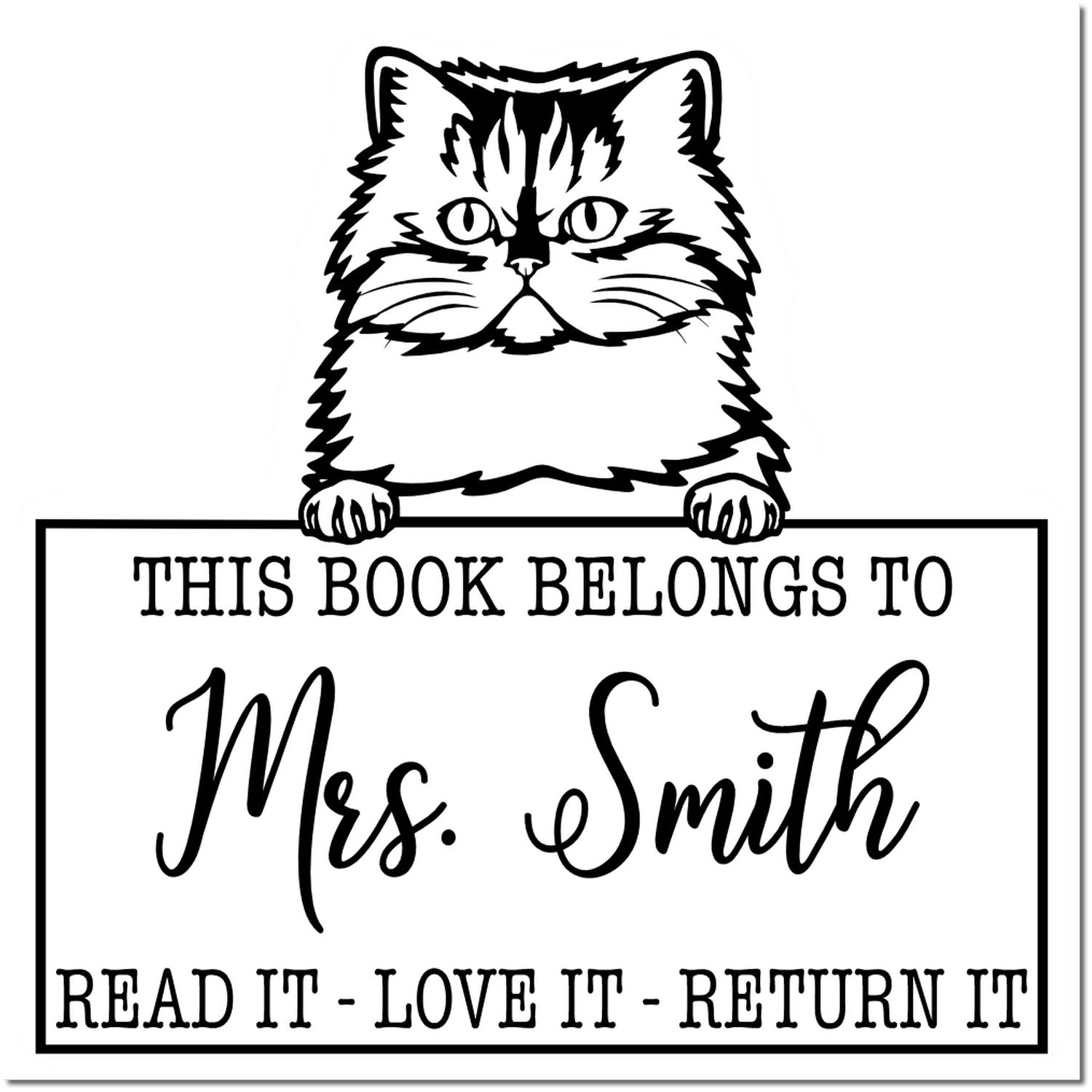 Persian Custom Cat Love It Return It Stamp - Engineer Seal Stamps