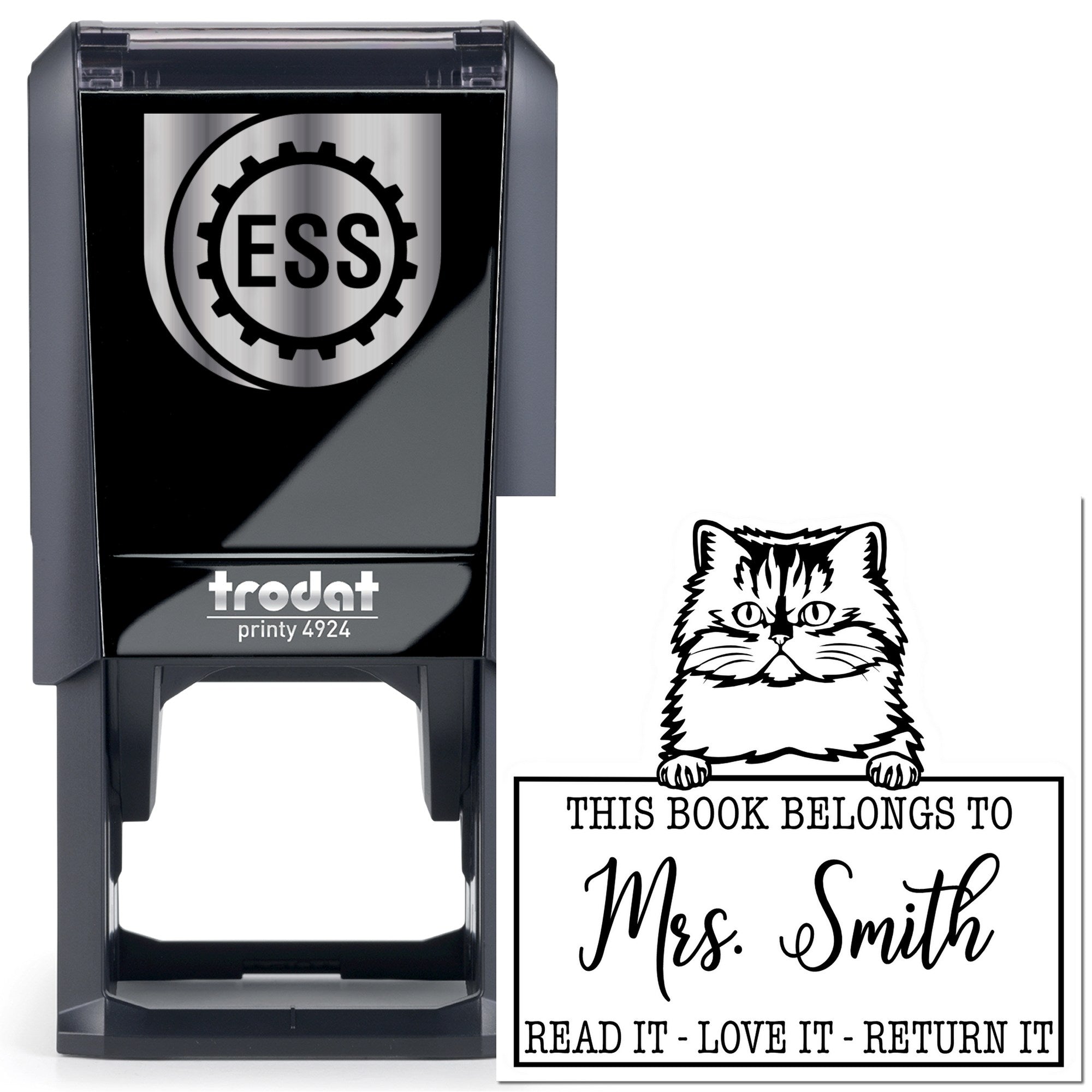 Persian Personalizable Cat-Themed Book Belongs Stamp - Engineer Seal Stamps