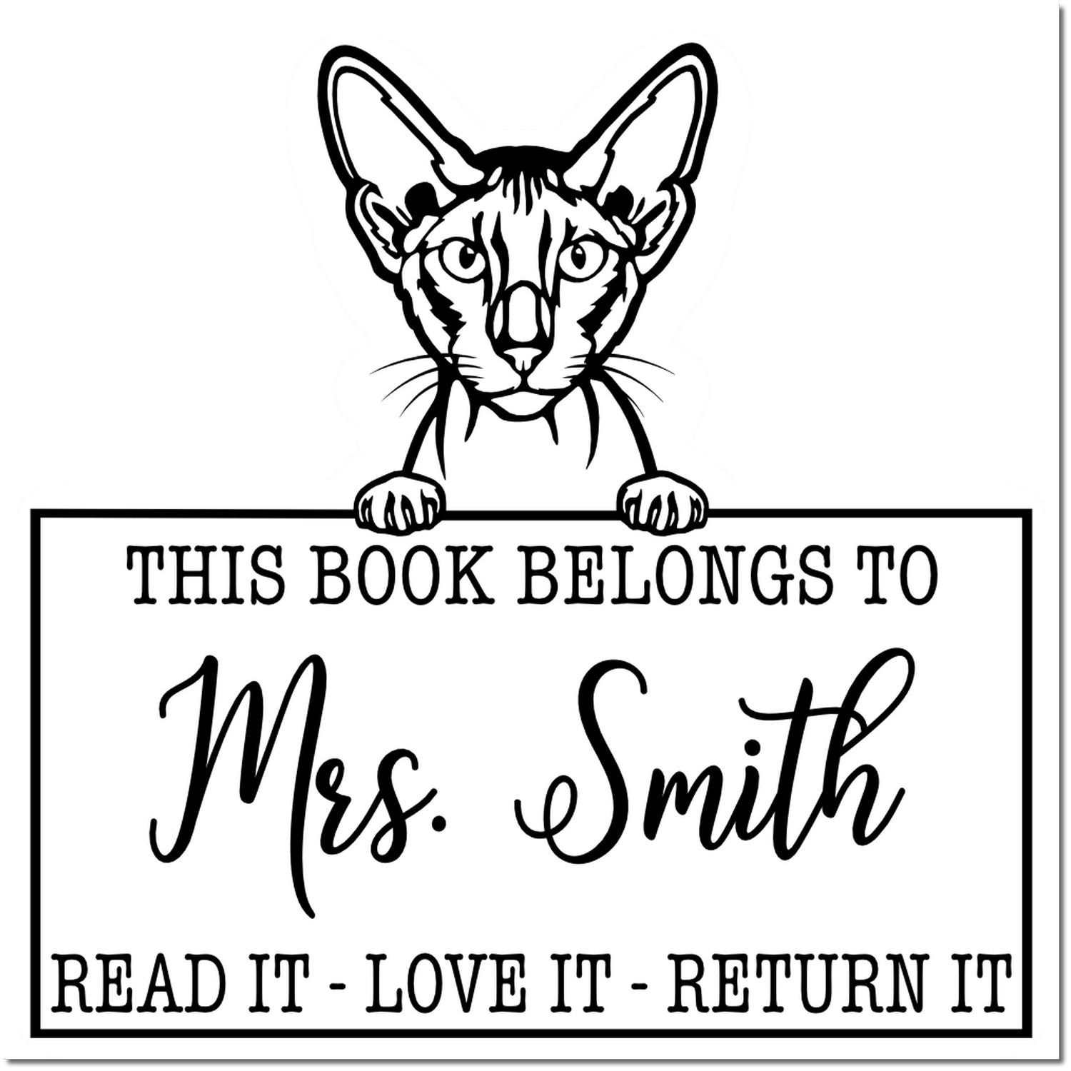 Peterbald Personalizable Cat-Themed Book Stamp - Engineer Seal Stamps
