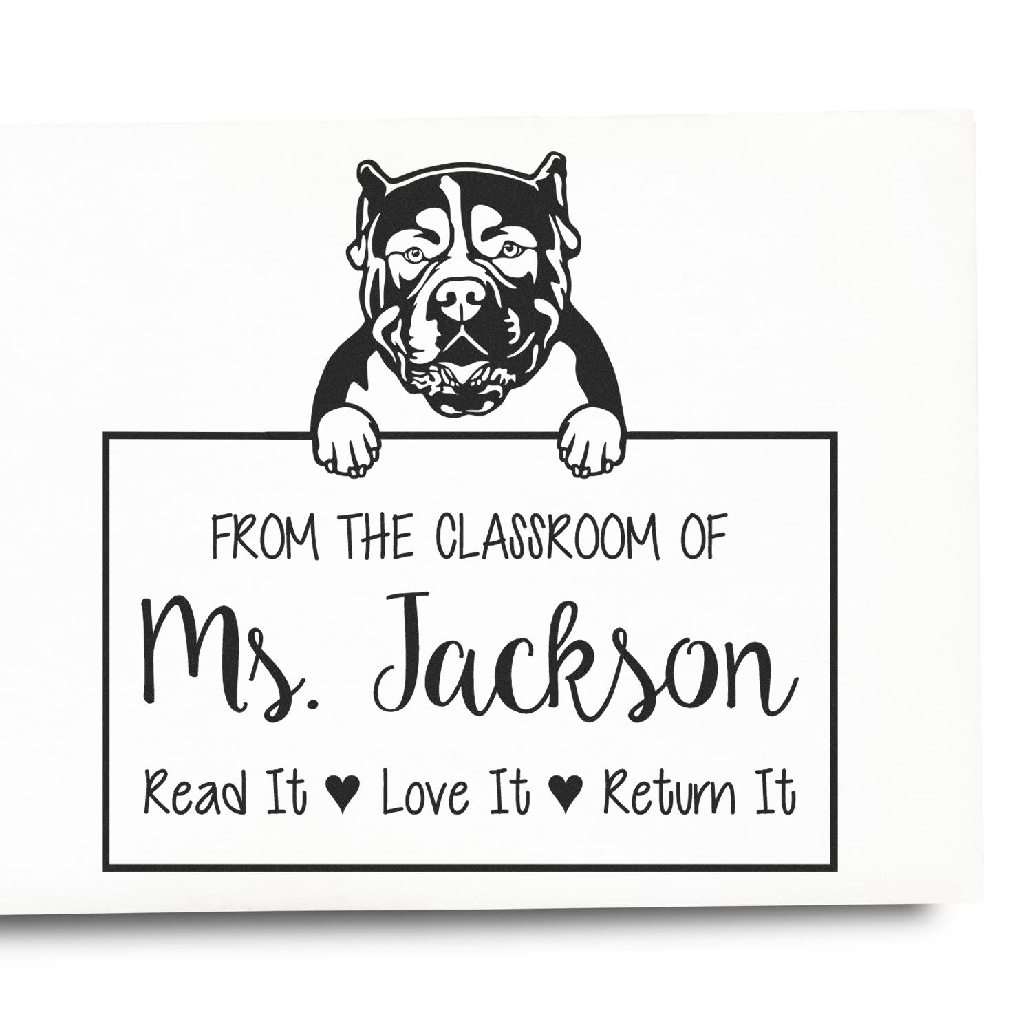 Personalizable Teacher Stamp with American Bulldog Dog - Engineer Seal Stamps