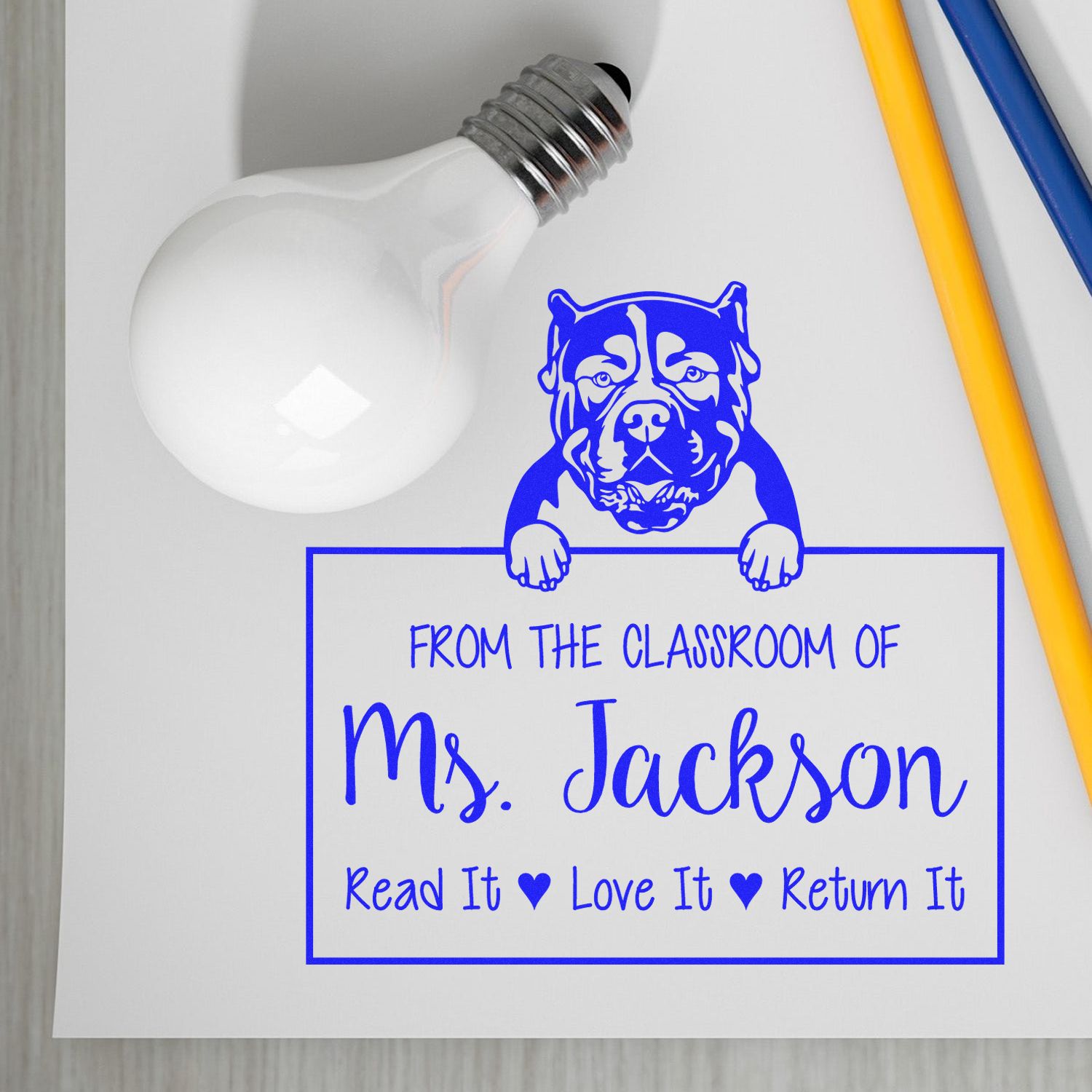 American Bulldog Customizable Bookplate Stamp Self-Inking - Engineer Seal Stamps