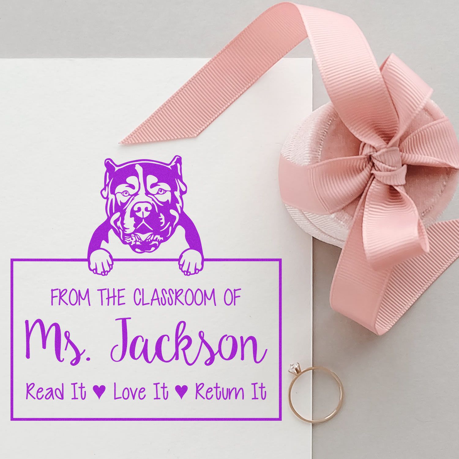 American Bulldog Customizable Bookplate Stamp Self-Inking - Engineer Seal Stamps