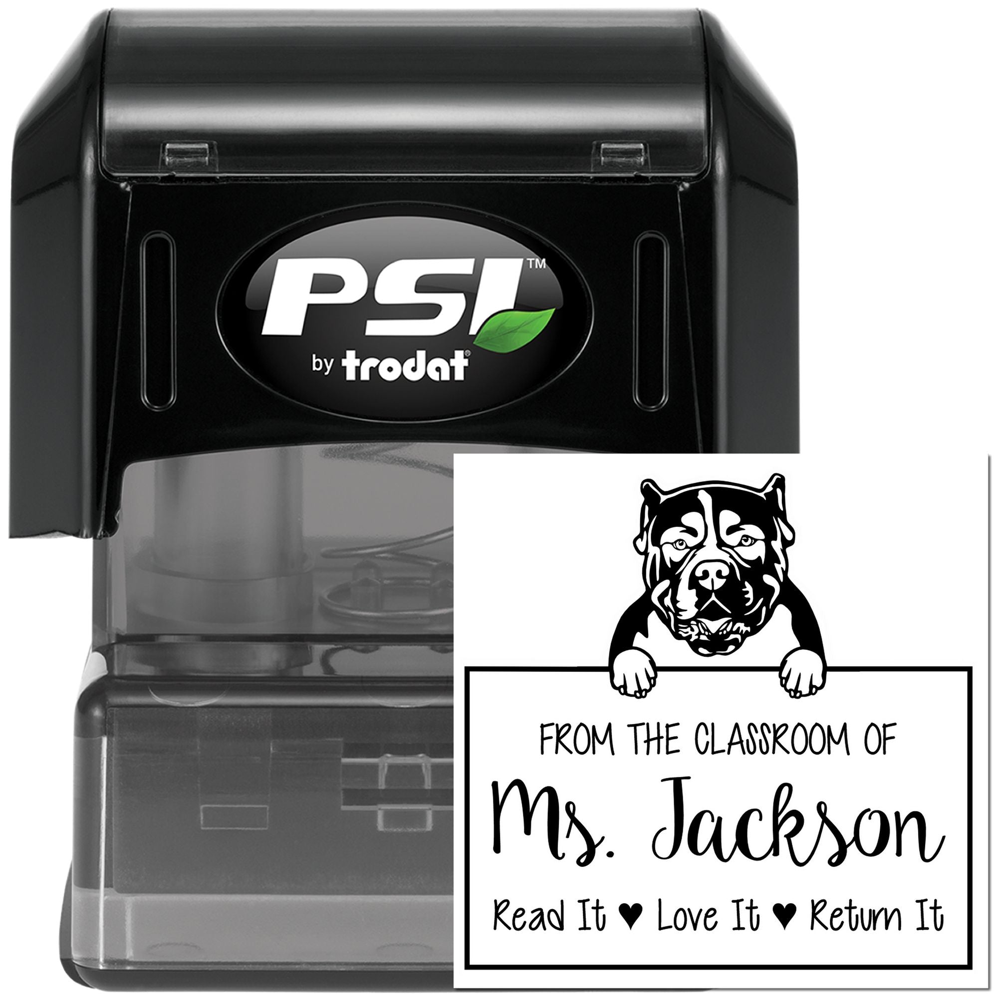 American Bulldog Dog Personalized Borrow And Return Book Stamp - Engineer Seal Stamps